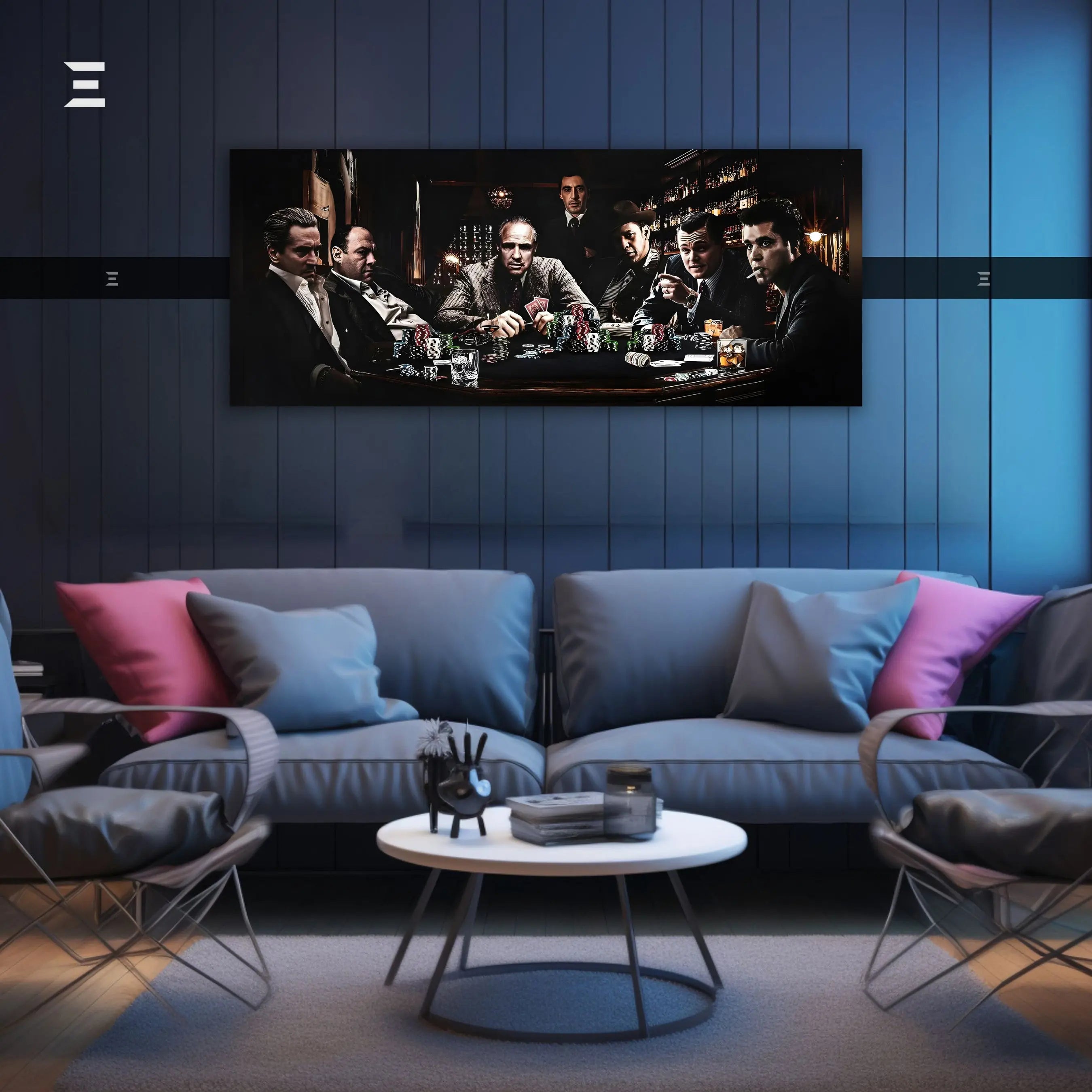 Ultra Wide Wall Art – Mafia Legends Poker Table Edition | IBRELIA™ IBRELIA