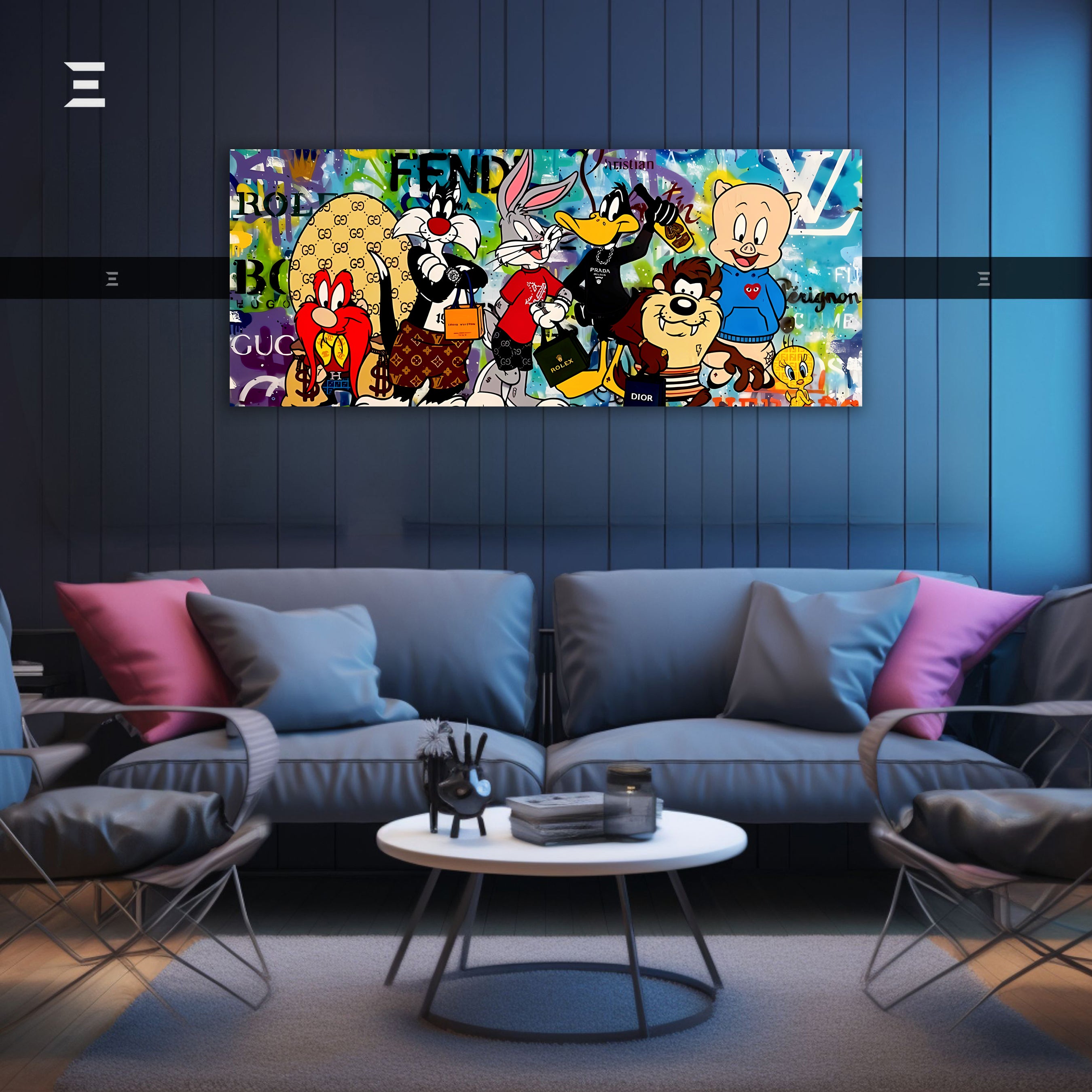 Ultra Wide Wall Art – Luxury Looney Tunes Fashion Edition | IBRELIA™