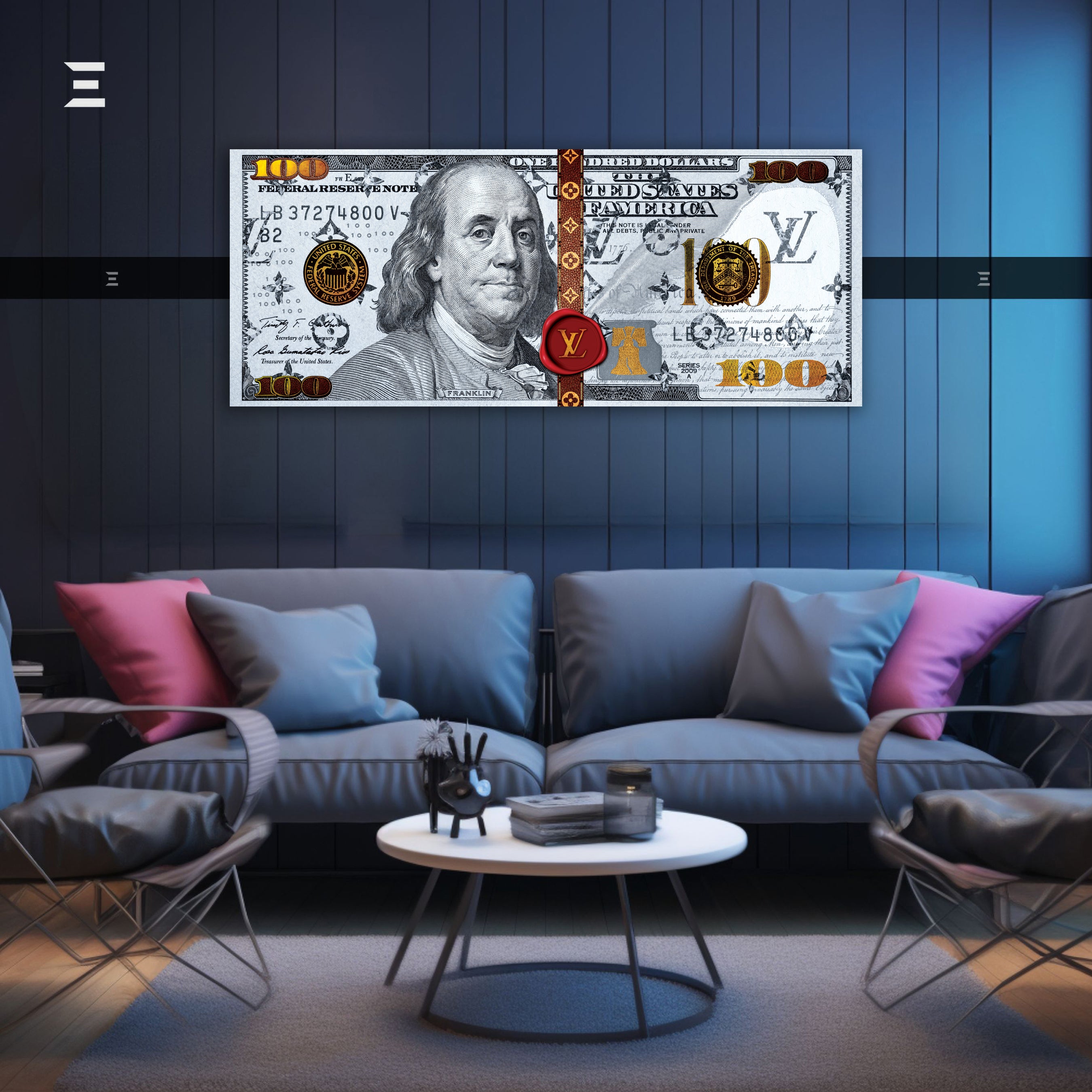 Ultra Wide Wall Art – Luxury Money Note LV Edition | IBRELIA™