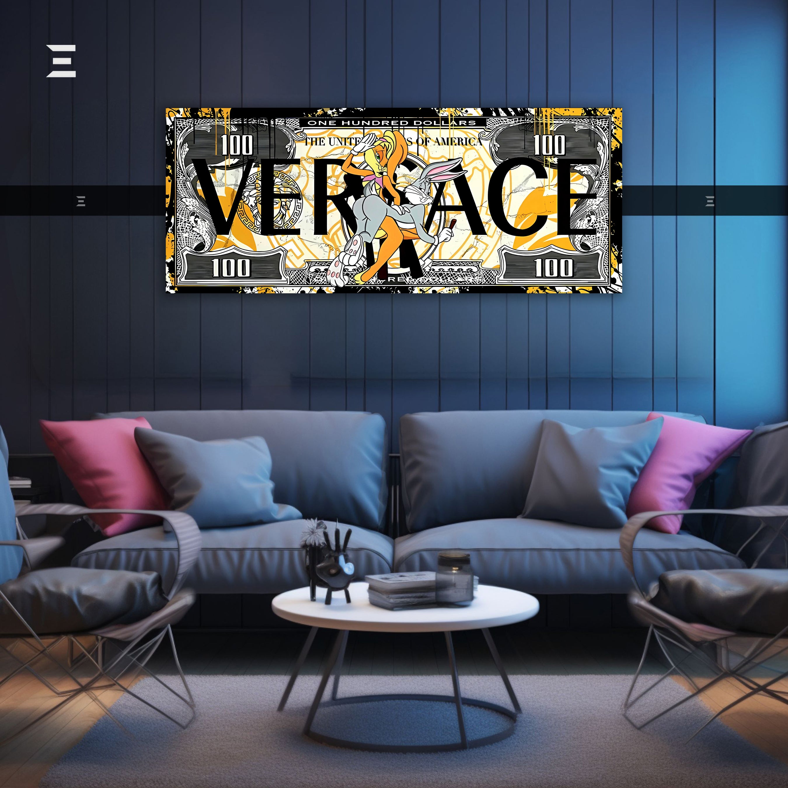 Ultra Wide Wall Art – Bugs Bunny x Versace Dollar Design | IBRELIA™