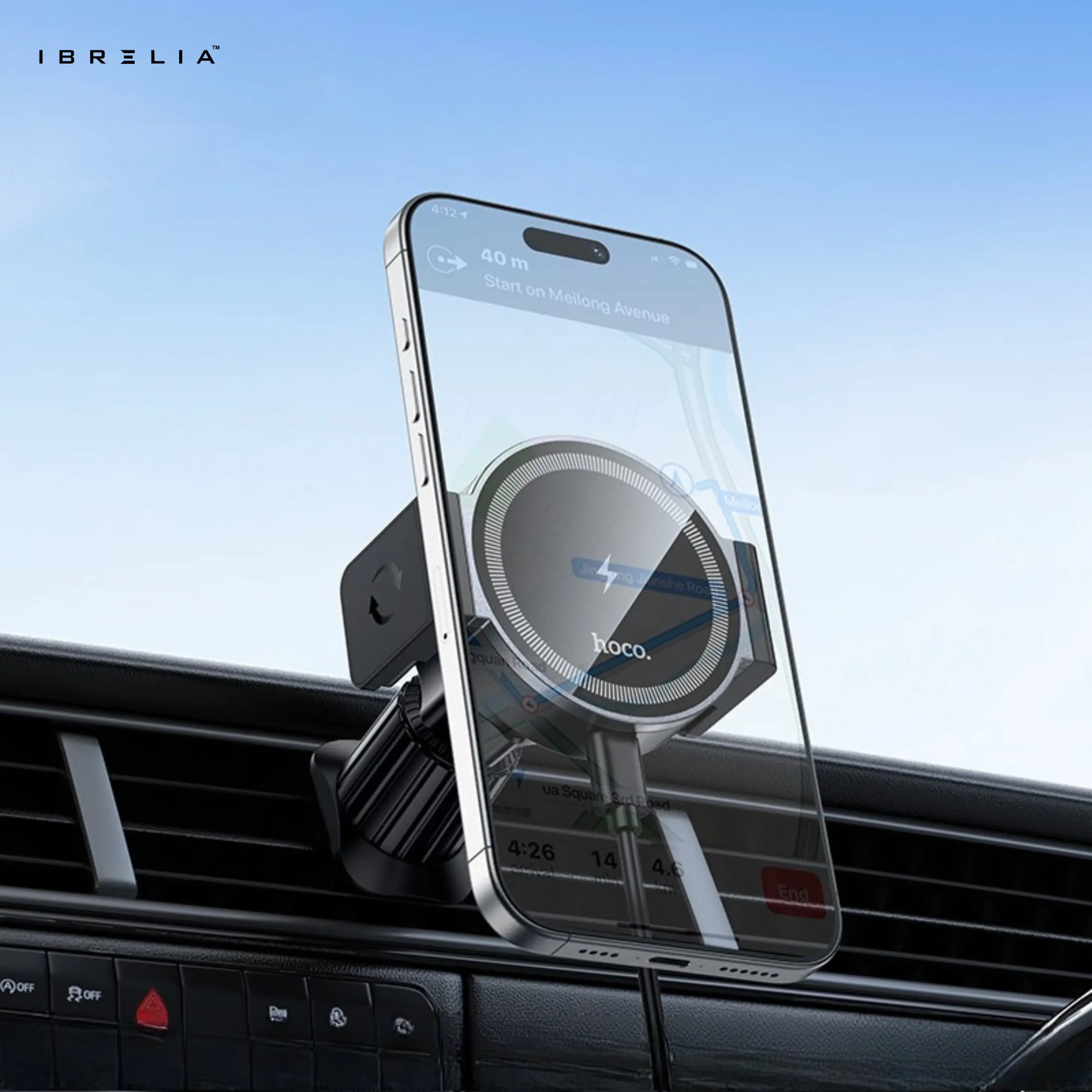 HOCO HW35 Magnetic Wireless Fast Charging Car Holder – 15W Power Electric Air Vent Mount | IBRELIA™ IBRELIA
