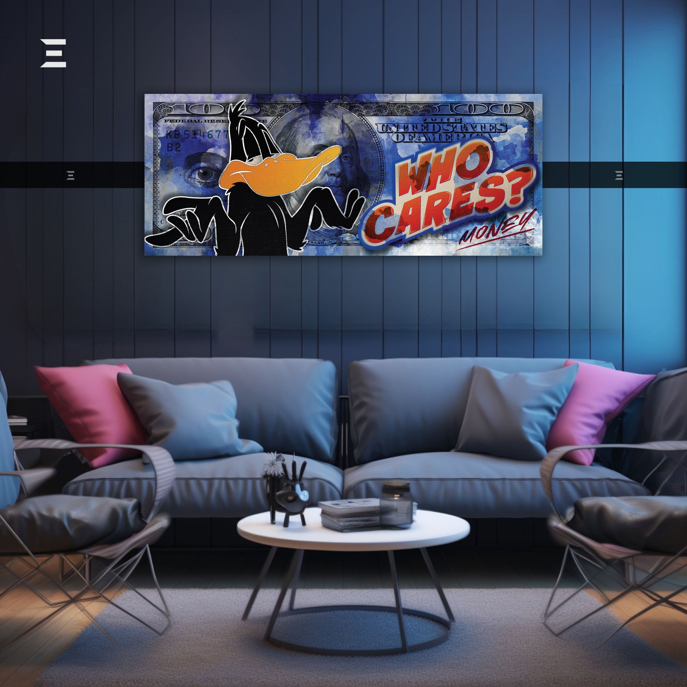 Ultra Wide Wall Art – Daffy Duck “Who Cares? Money” Dollar Design | IBRELIA