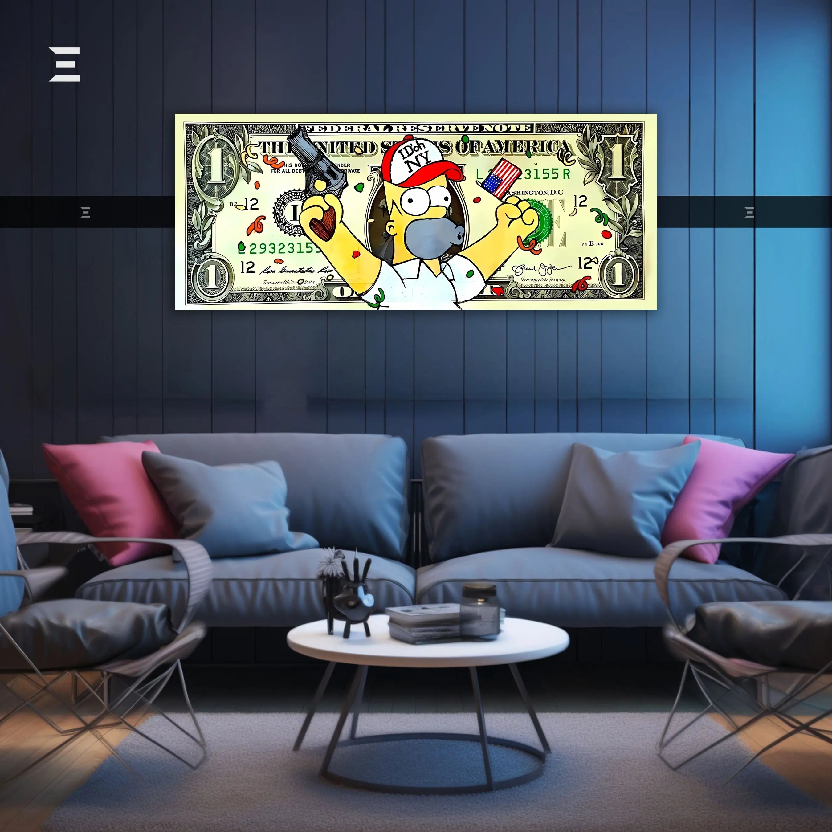 Ultra Wide Wall Art – Homer Money Dollar Art Edition | IBRELIA™ IBRELIA