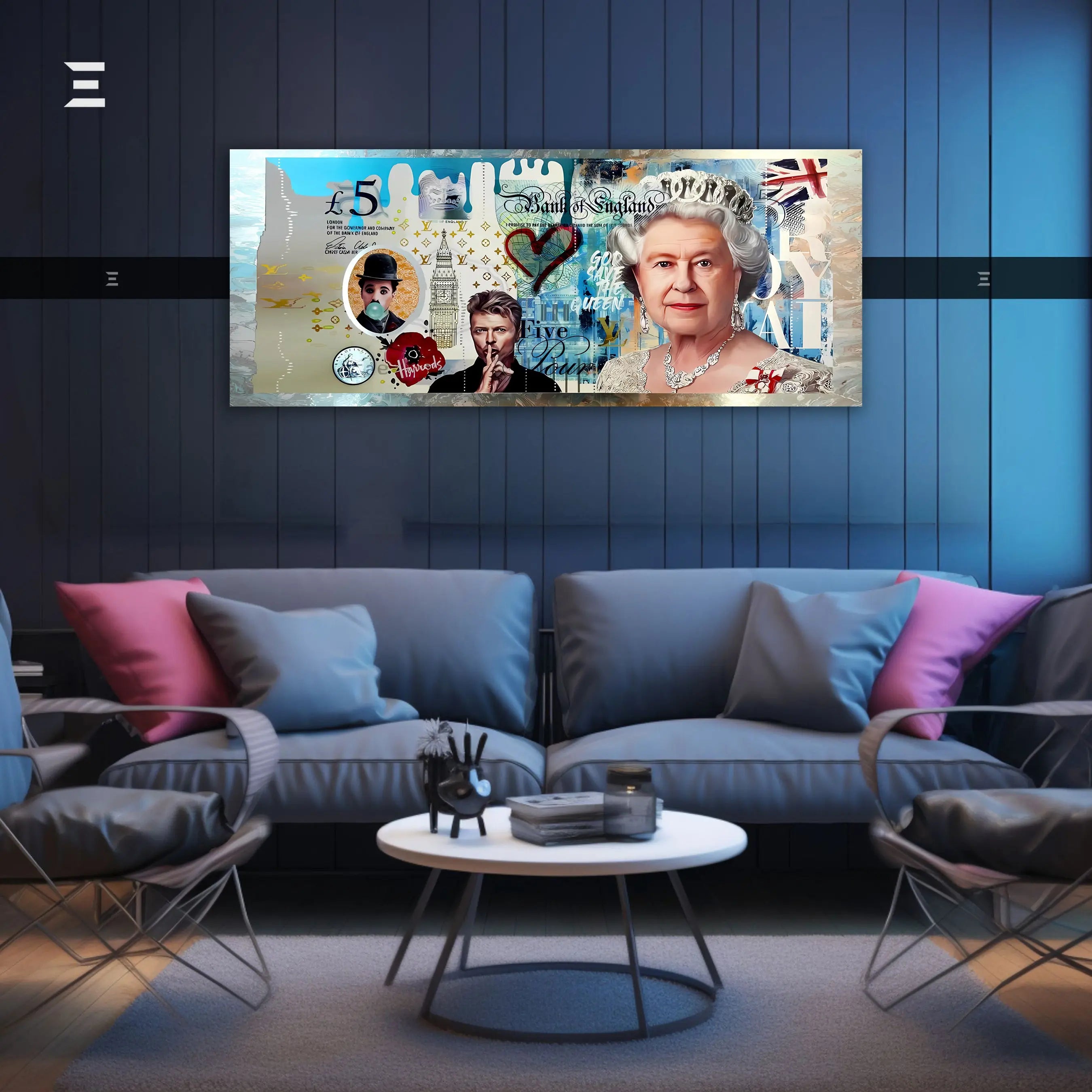 Ultra Wide Wall Art – British Royal Pop Art Money Edition | IBRELIA™ IBRELIA