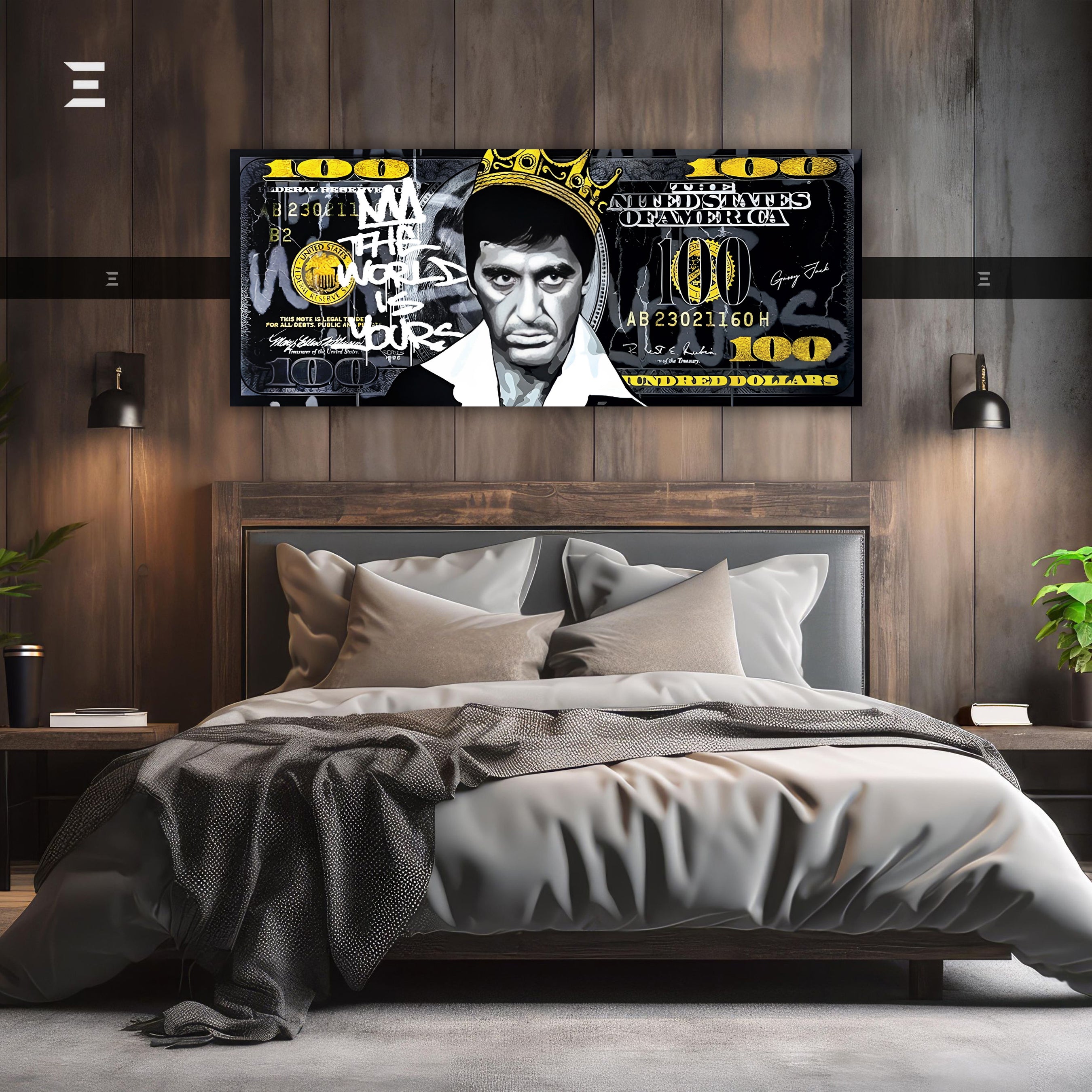 Ultra Wide Wall Art – Scarface “The World Is Yours” Dollar Edition | IBRELIA™