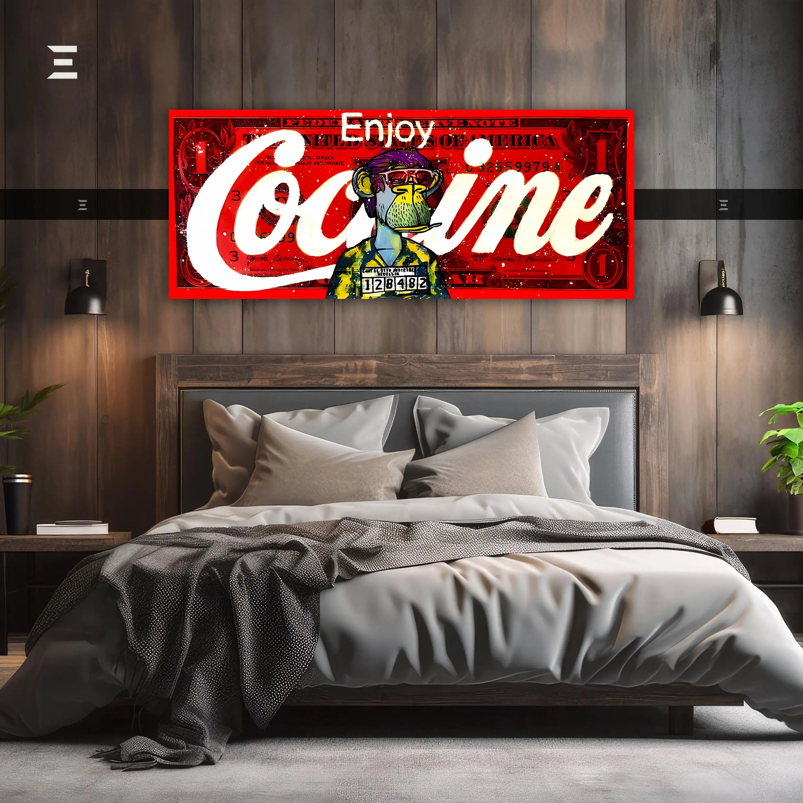 Ultra Wide Wall Art – Red Graffiti Money Ape Edition | IBRELIA™ IBRELIA