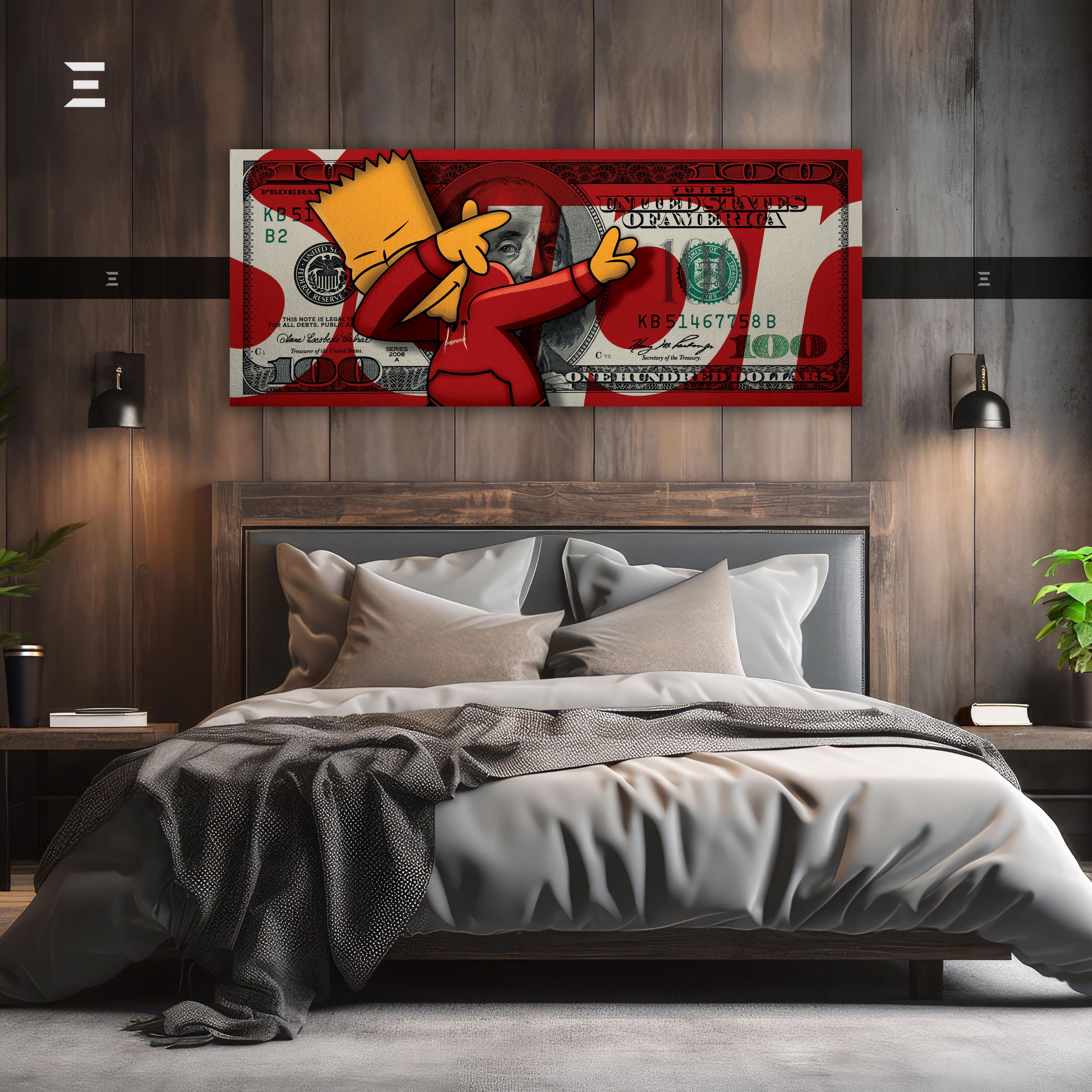 Ultra Wide Wall Art – Bart Simpson x $100 Dollar Bill | IBRELIA