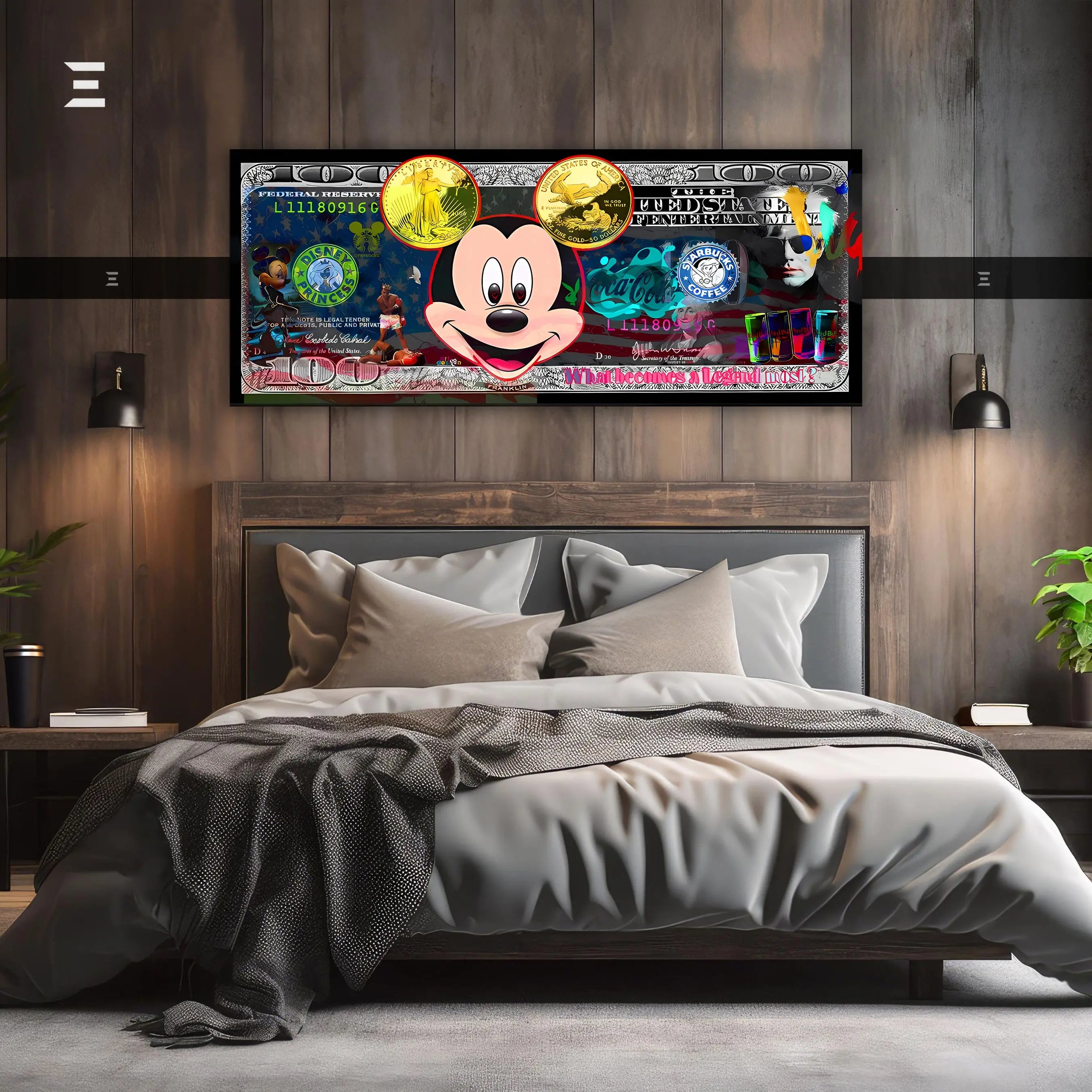 Ultra Wide Wall Art – Mickey Mouse Pop Brand Money Edition | IBRELIA™ IBRELIA