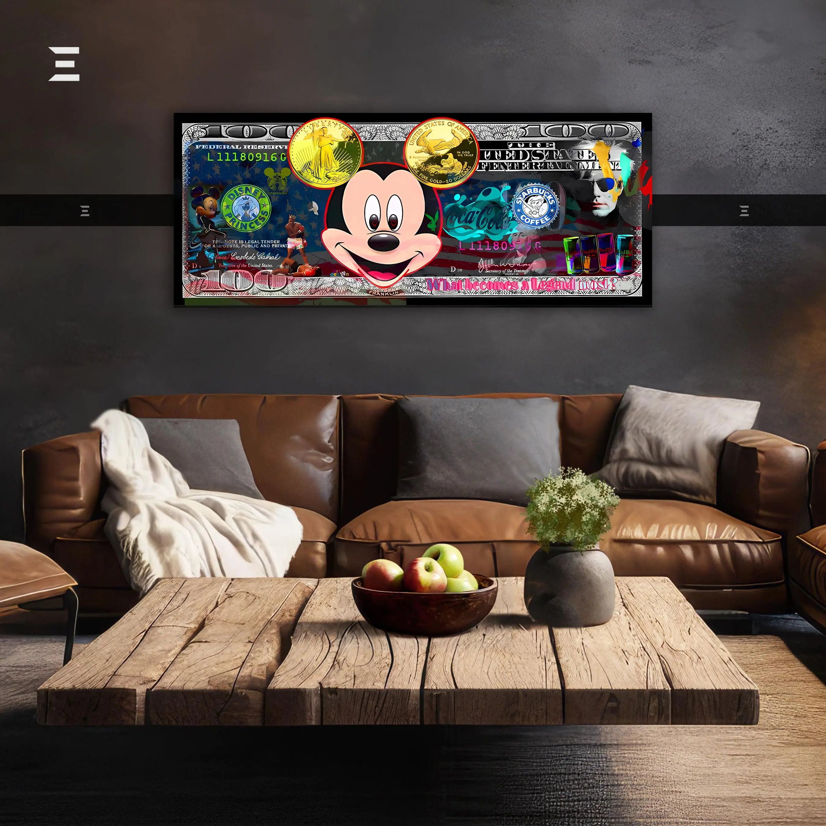 Ultra Wide Wall Art – Mickey Mouse Pop Brand Money Edition | IBRELIA™ IBRELIA