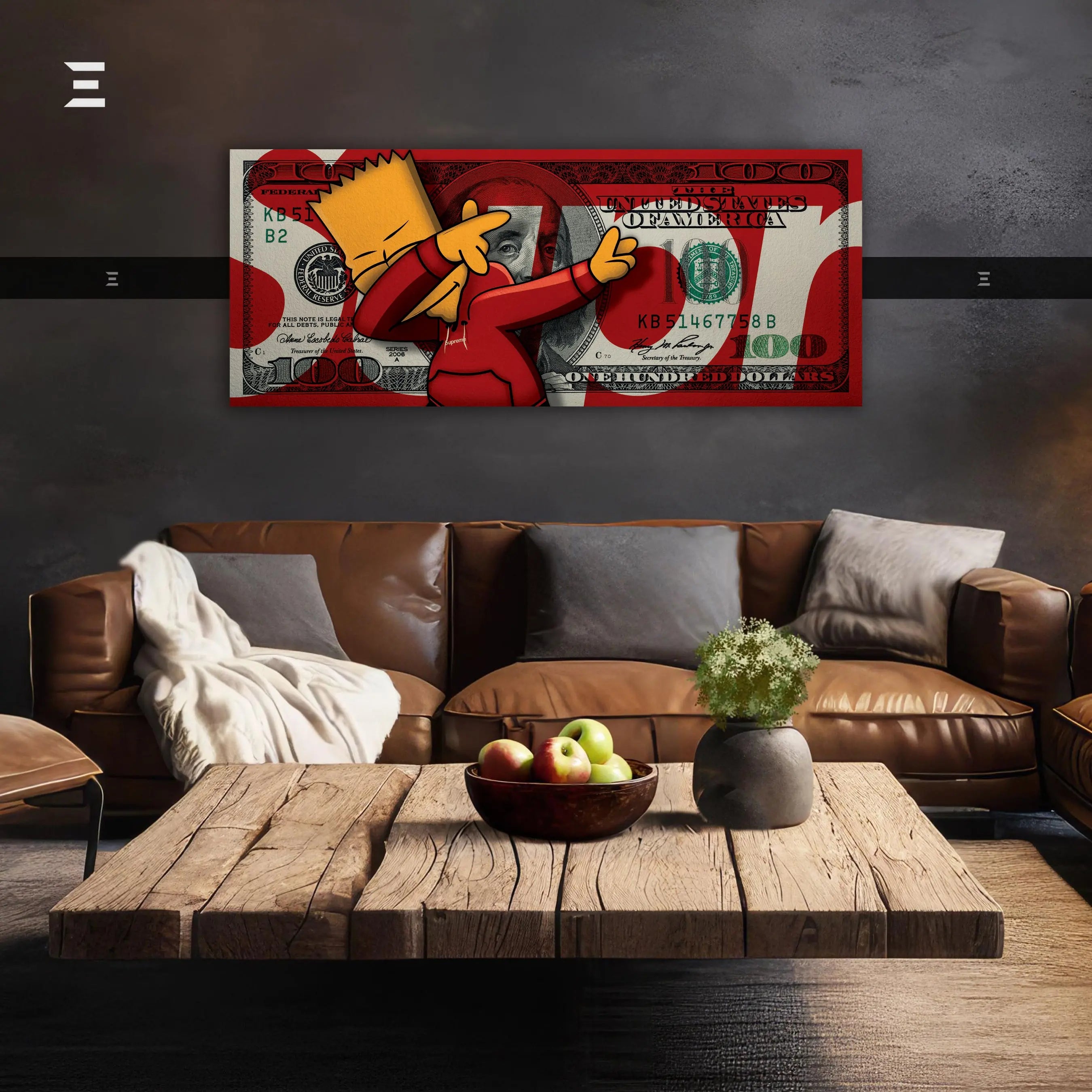 Ultra Wide Wall Art – Bart Simpson x $100 Dollar Bill | IBRELIA IBRELIA