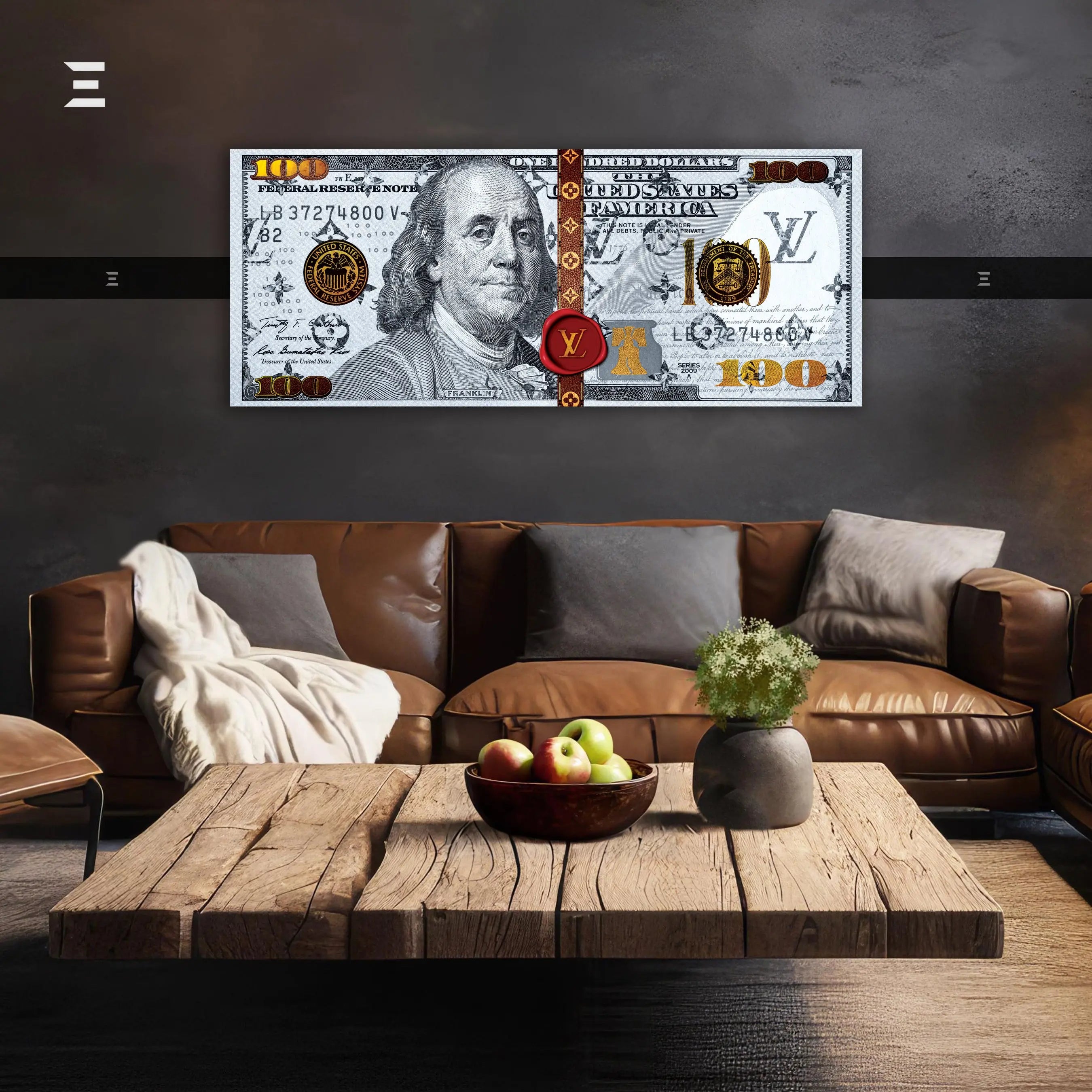 Ultra Wide Wall Art – Luxury Money Note LV Edition | IBRELIA™ IBRELIA