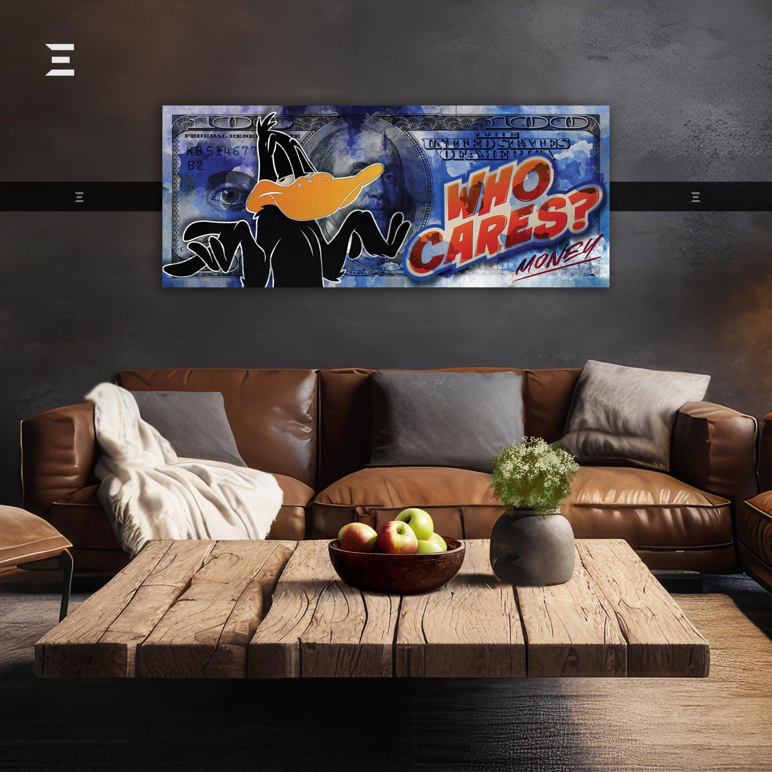 Ultra Wide Wall Art – Daffy Duck “Who Cares? Money” Dollar Design | IBRELIA