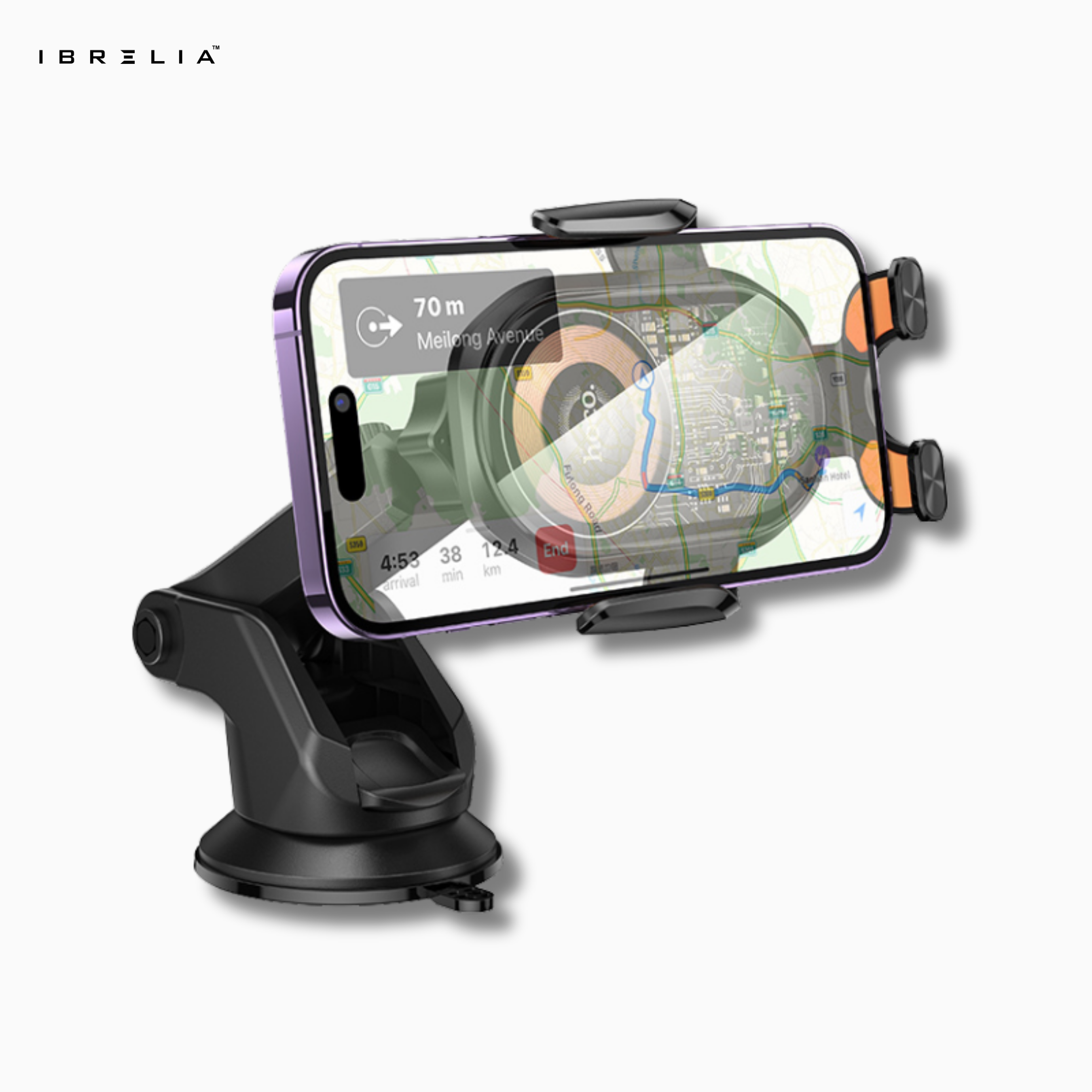 HOCO HW34 Blue Whale 3-Axis Linkage Wireless Car Holder – 15W Fast Charging Center Console Mount | IBRELIA™