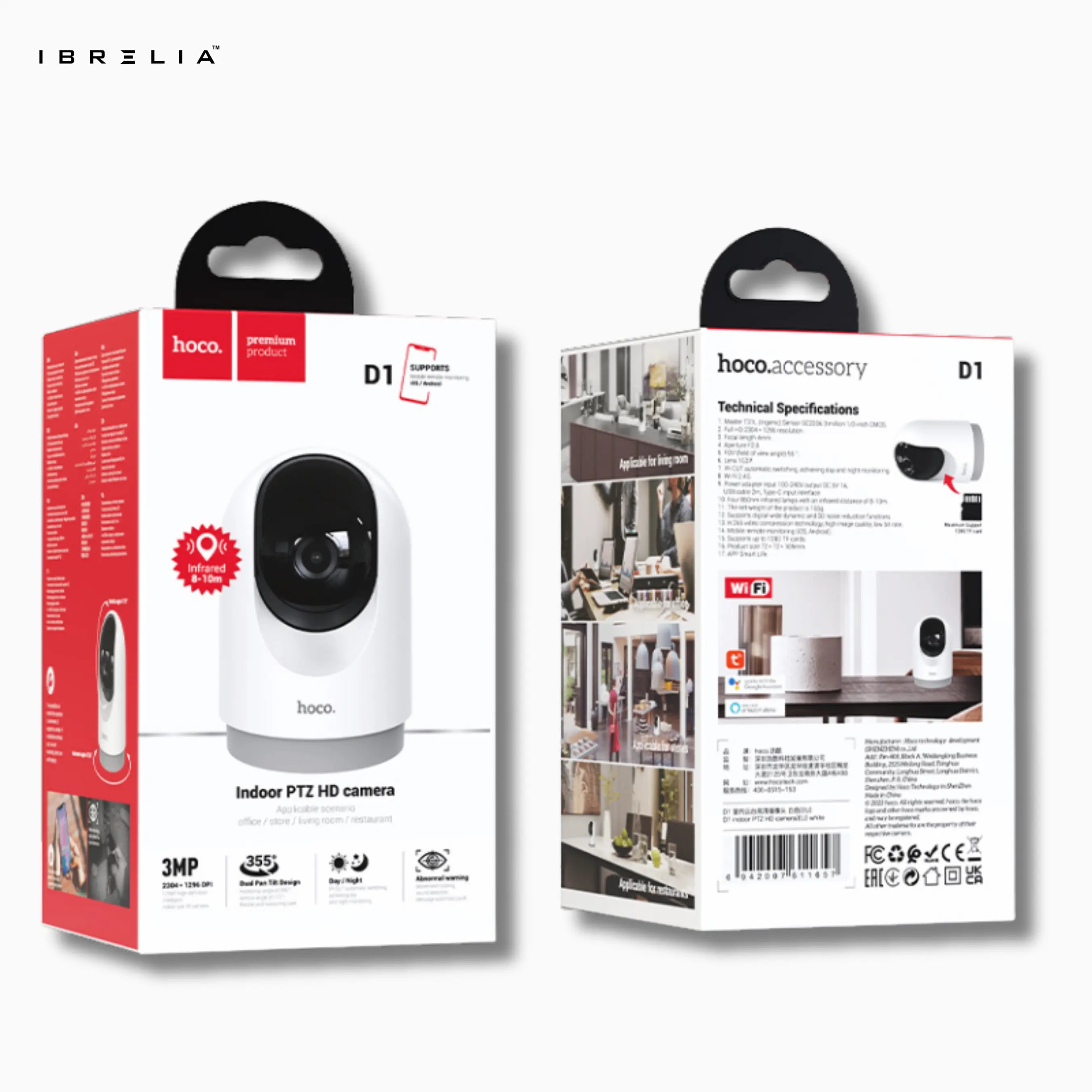 HOCO D1 Indoor PTZ Smart Camera – 3MP 2304×1296 | IBRELIA™ IBRELIA