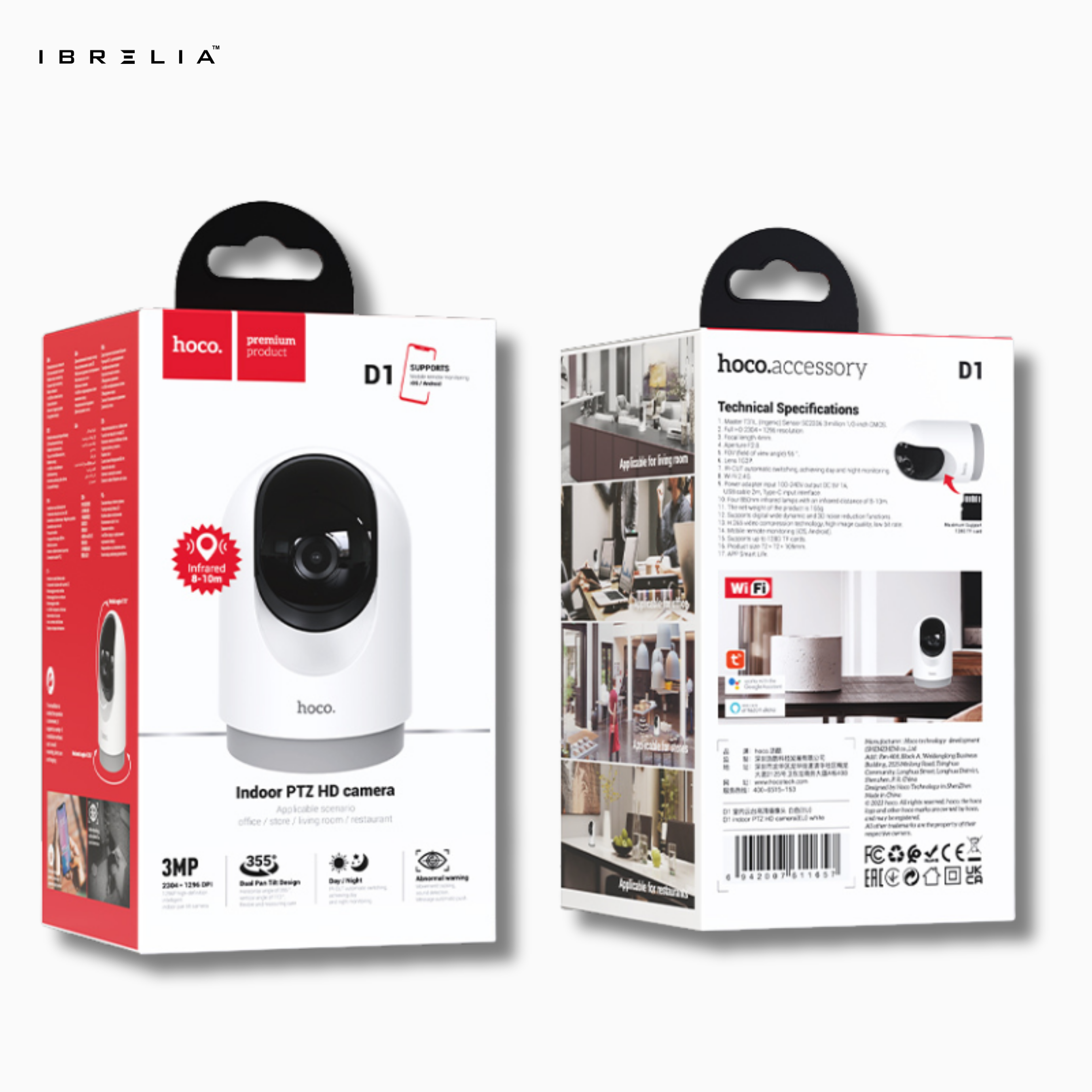 HOCO D1 Indoor PTZ Smart Camera – 3MP 2304×1296 | IBRELIA™ IBRELIA