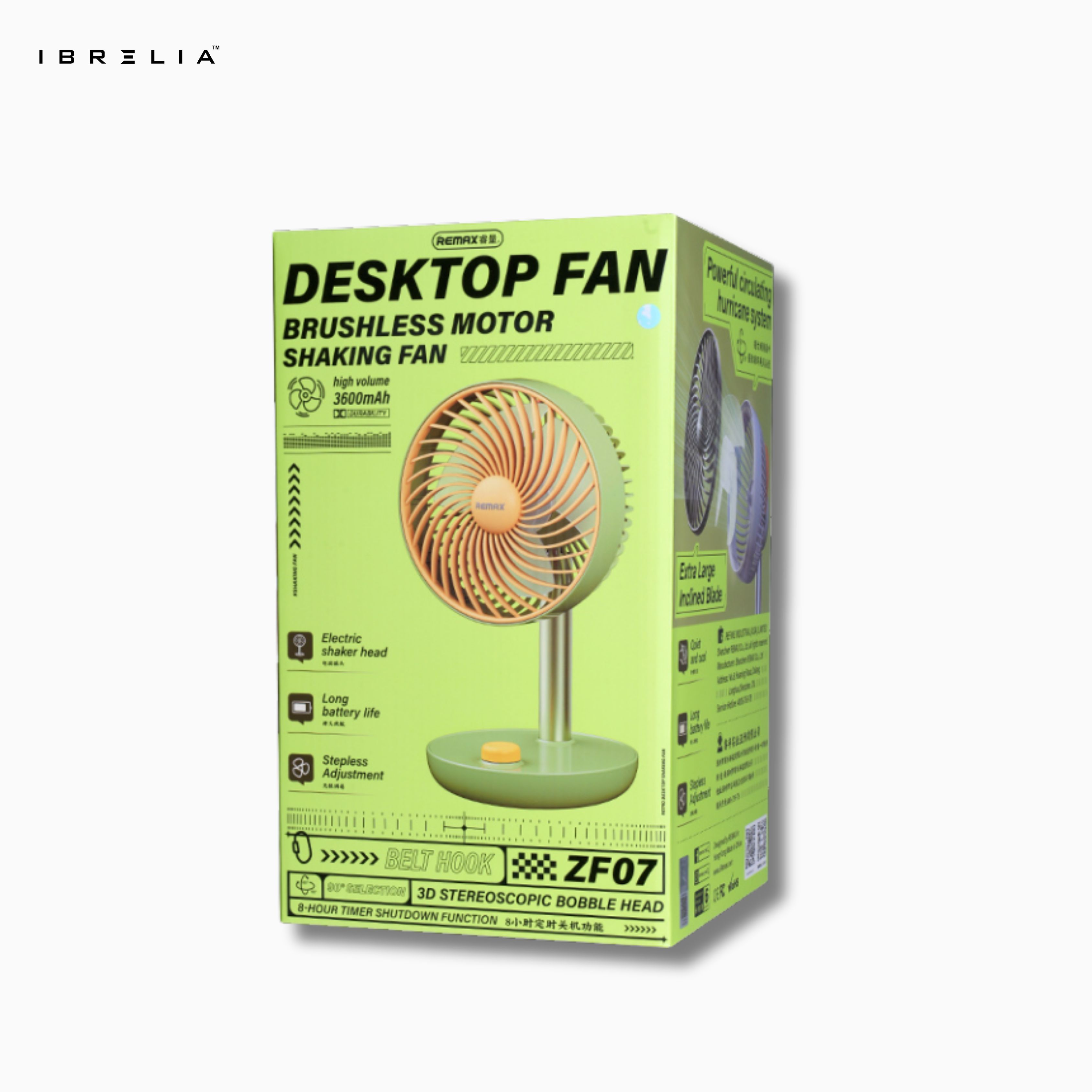 REMAX Retro Desktop Oscillating Fan RS-ZF07 | Brushless Motor | 3600mAh Battery | Quiet Cooling Fan | IBRELIA™