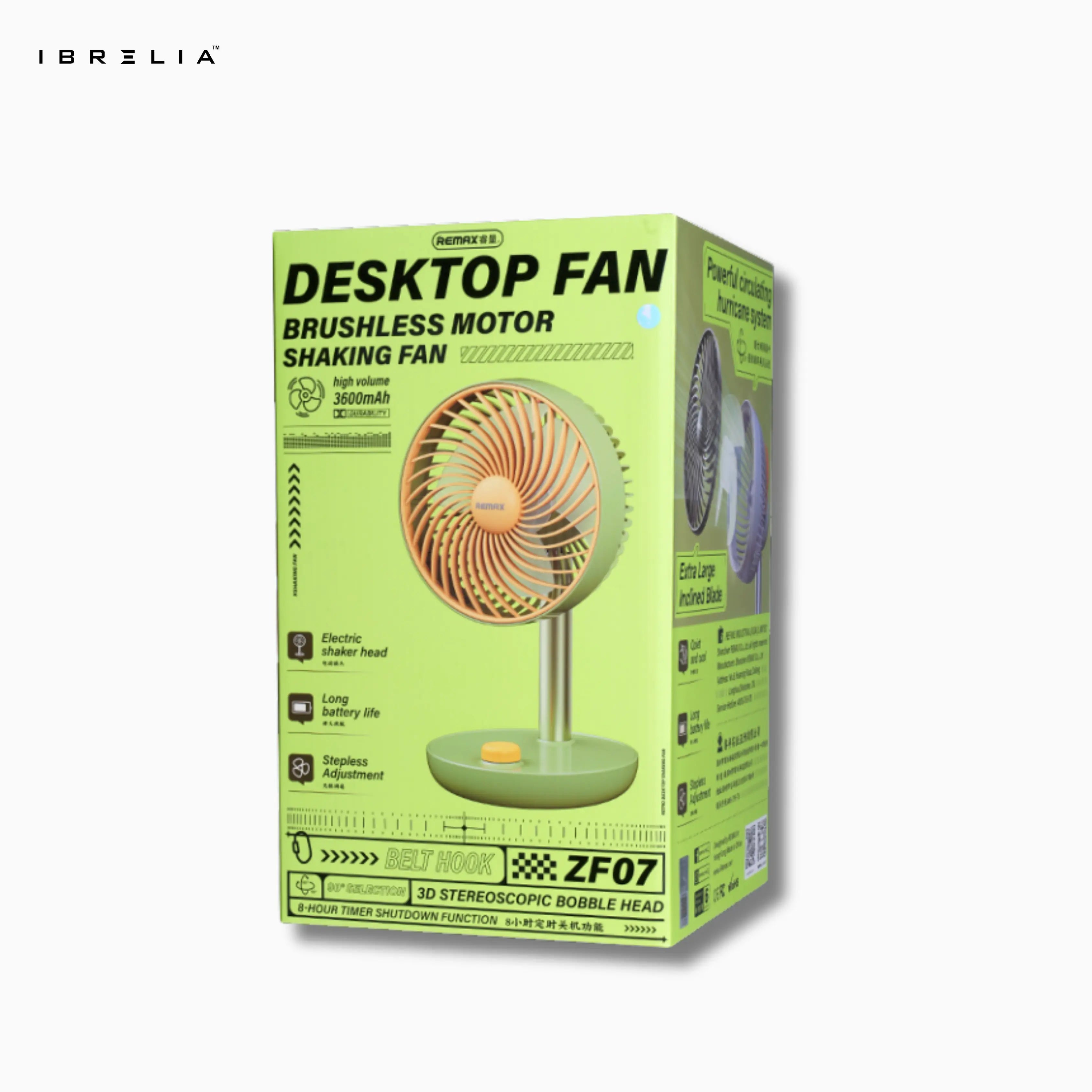 REMAX Retro Desktop Oscillating Fan RS-ZF07 | Brushless Motor | 3600mAh Battery | Quiet Cooling Fan | IBRELIA™ IBRELIA