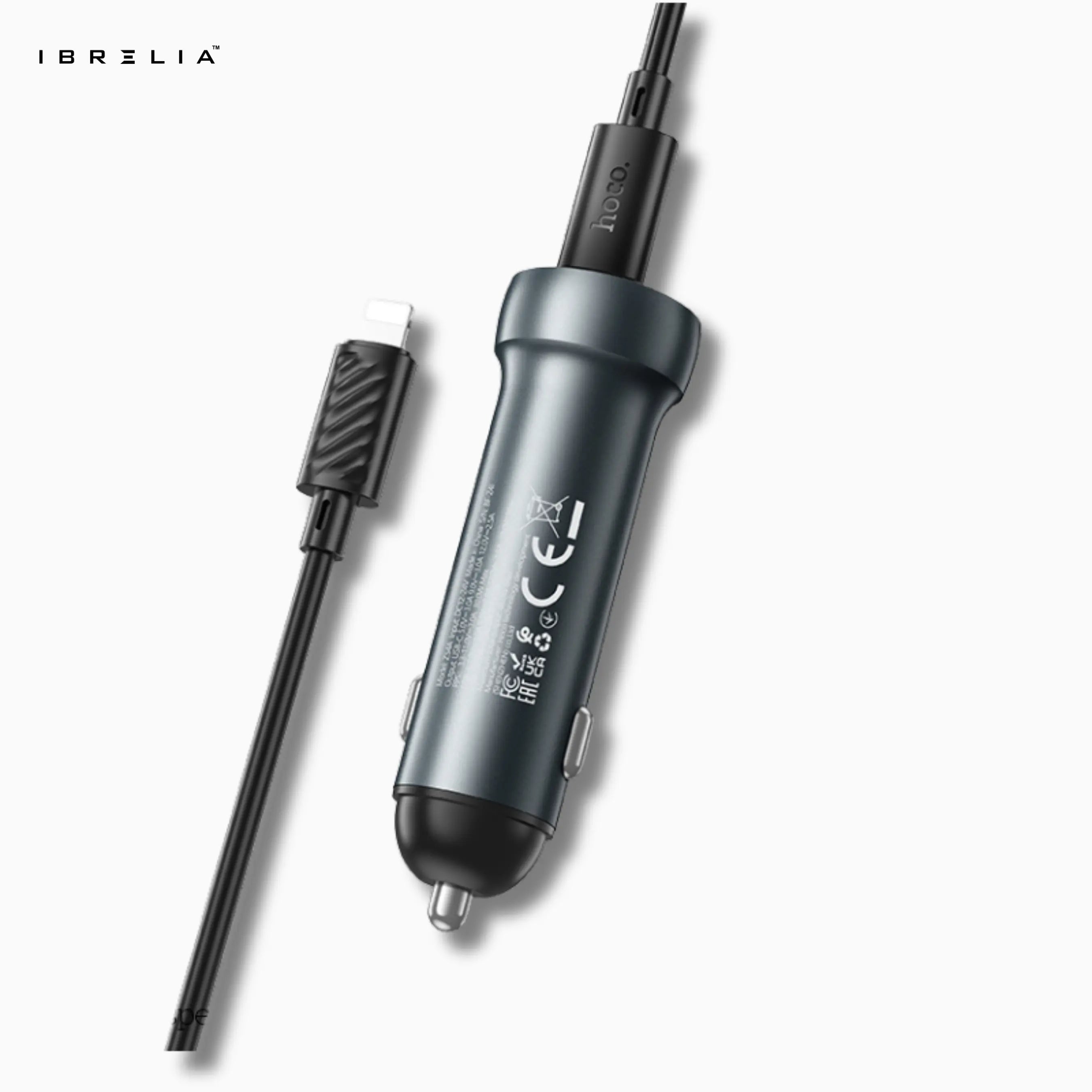 HOCO Z54A Prosperous 48W Dual-Port PD30W + QC3.0 Car Charger Set (C to iP) | IBRELIA™ IBRELIA