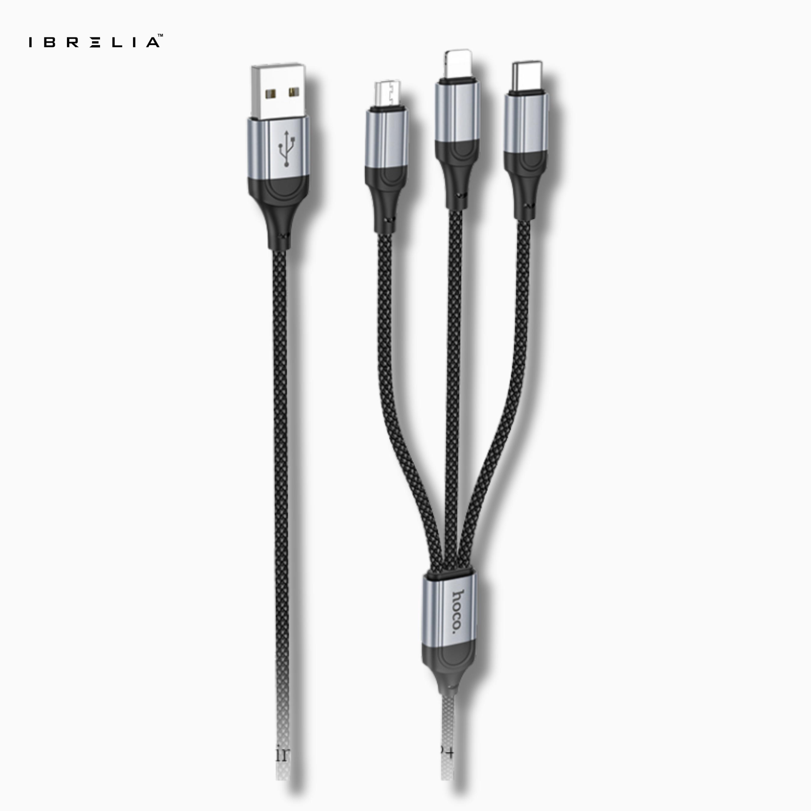 HOCO X102 Fresh 3-in-1 Charging Cable (iP + Micro + Type-C) – 2.4A Fast Charge | IBRELIA™