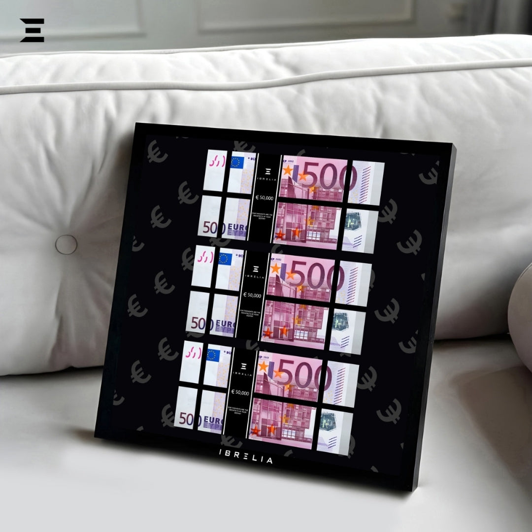 IBRELIA™ 3D Euro Money Frame – €500 Stacks | Premium 12x12 Luxury Acrylic Display Frame IBRELIA