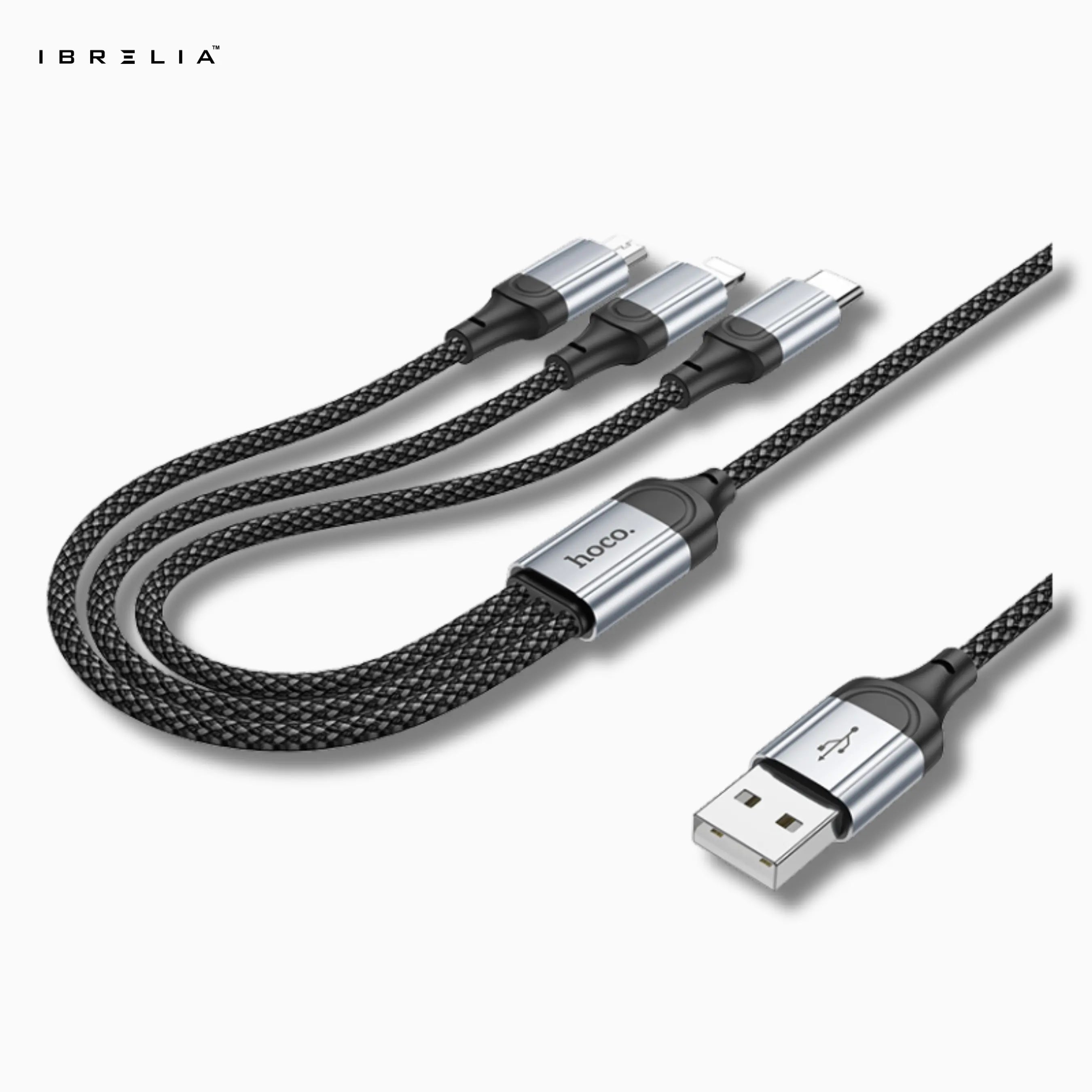 HOCO X102 Fresh 3-in-1 Charging Cable (iP + Micro + Type-C) – 2.4A Fast Charge | IBRELIA™ IBRELIA