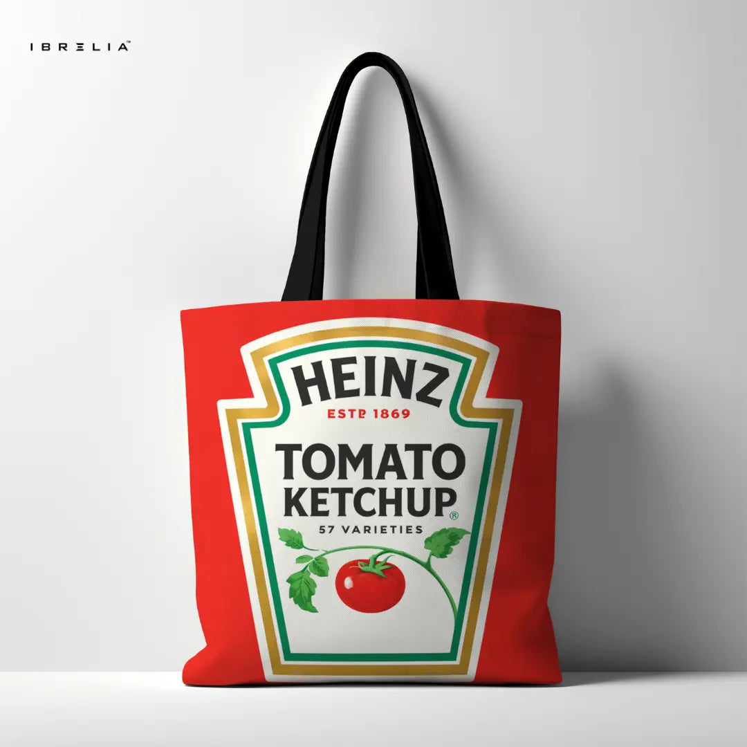 IBRELIA™ Classic Heinz Tomato Ketchup Tote Bag – Bold Pop Art Grocery Style Tote IBRELIA