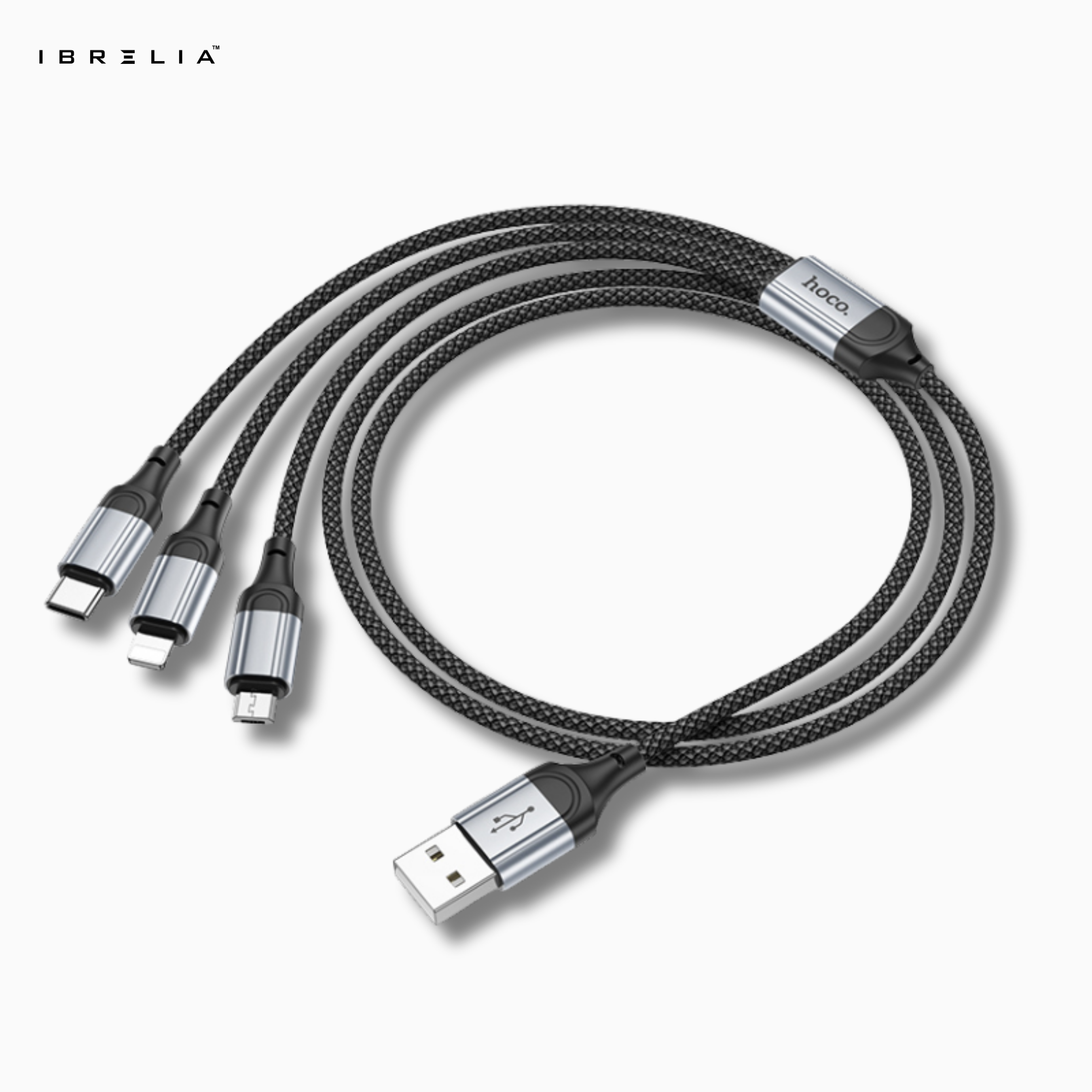 HOCO X102 Fresh 3-in-1 Charging Cable (iP + Micro + Type-C) – 2.4A Fast Charge | IBRELIA™