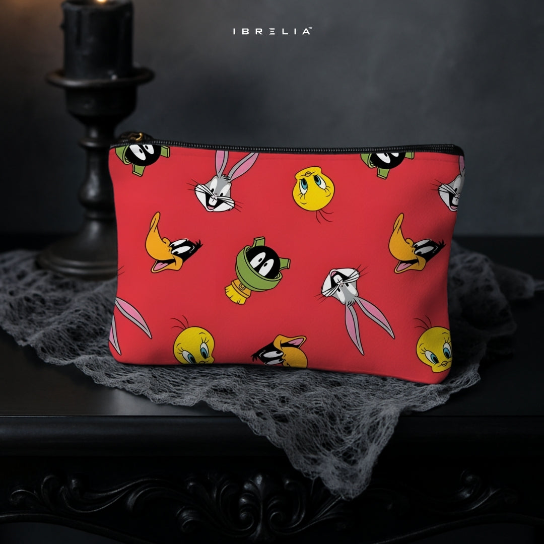 Retro Cartoon Squad Makeup & Pencil Pouch – Double-Sided Print – IBRELIA™ IBRELIA