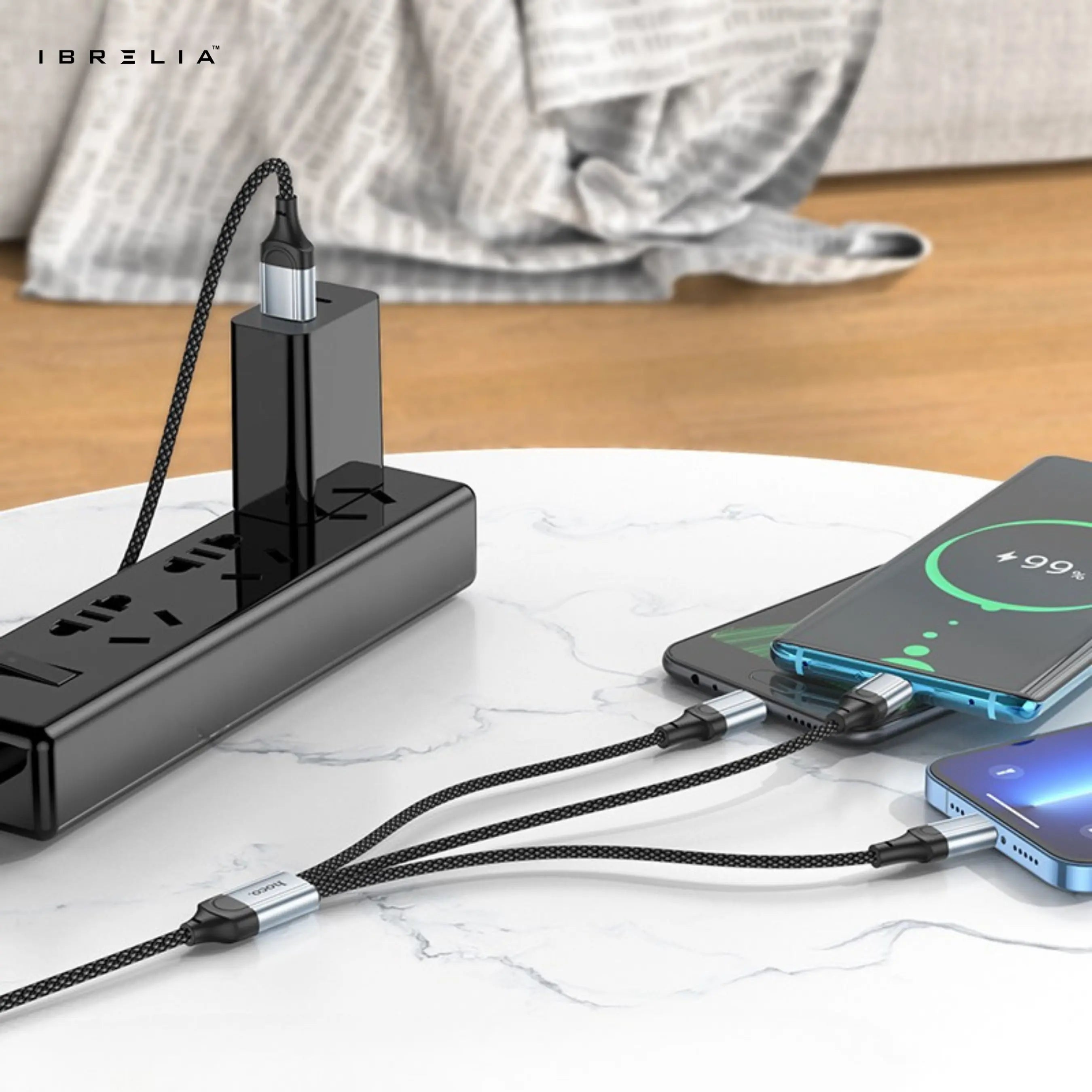 HOCO X102 Fresh 3-in-1 Charging Cable (iP + Micro + Type-C) – 2.4A Fast Charge | IBRELIA™ IBRELIA