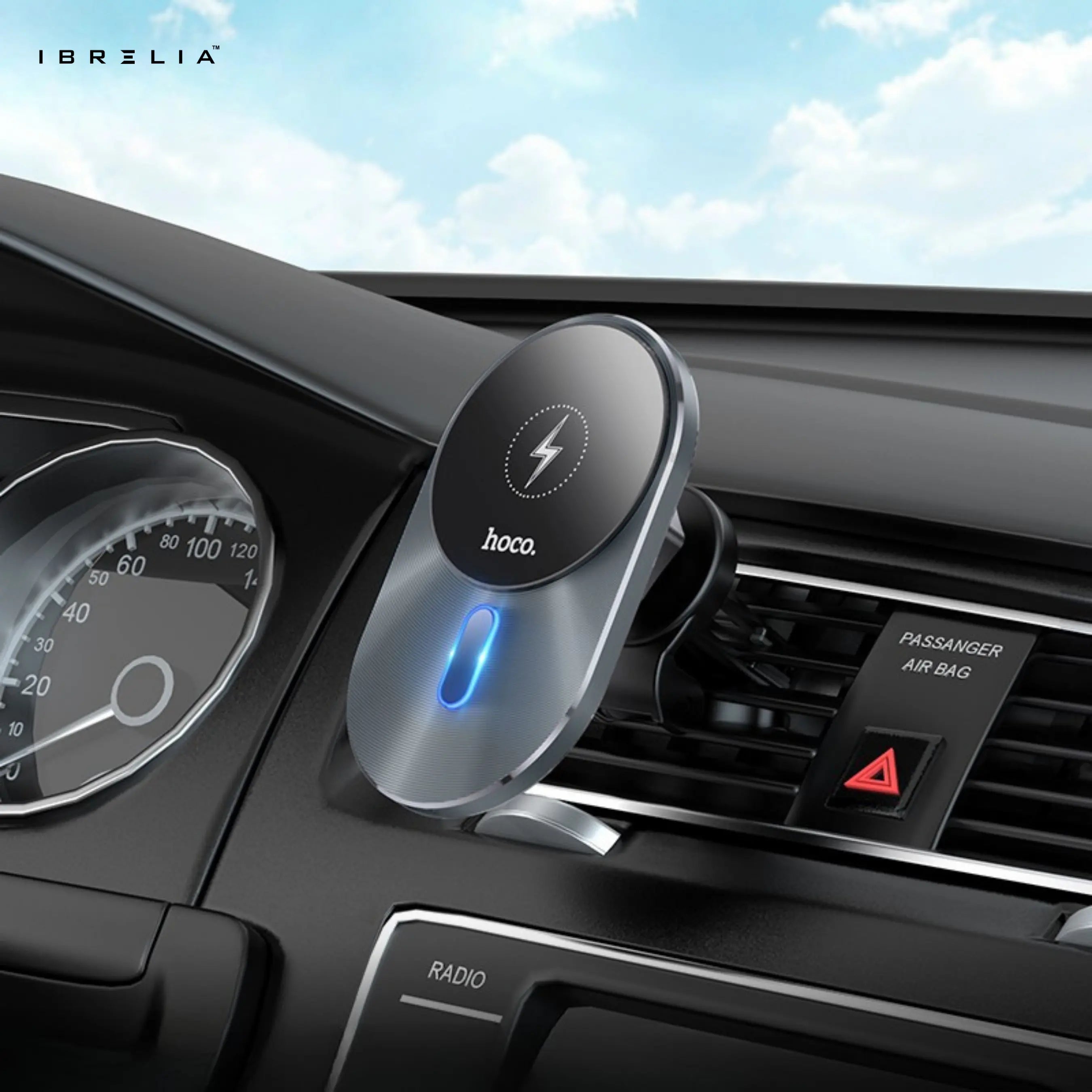 HOCO CA91 Magic Magnetic Wireless Car Charger – 15W MagSafe Fast Charging Air Vent Holder | IBRELIA™ IBRELIA
