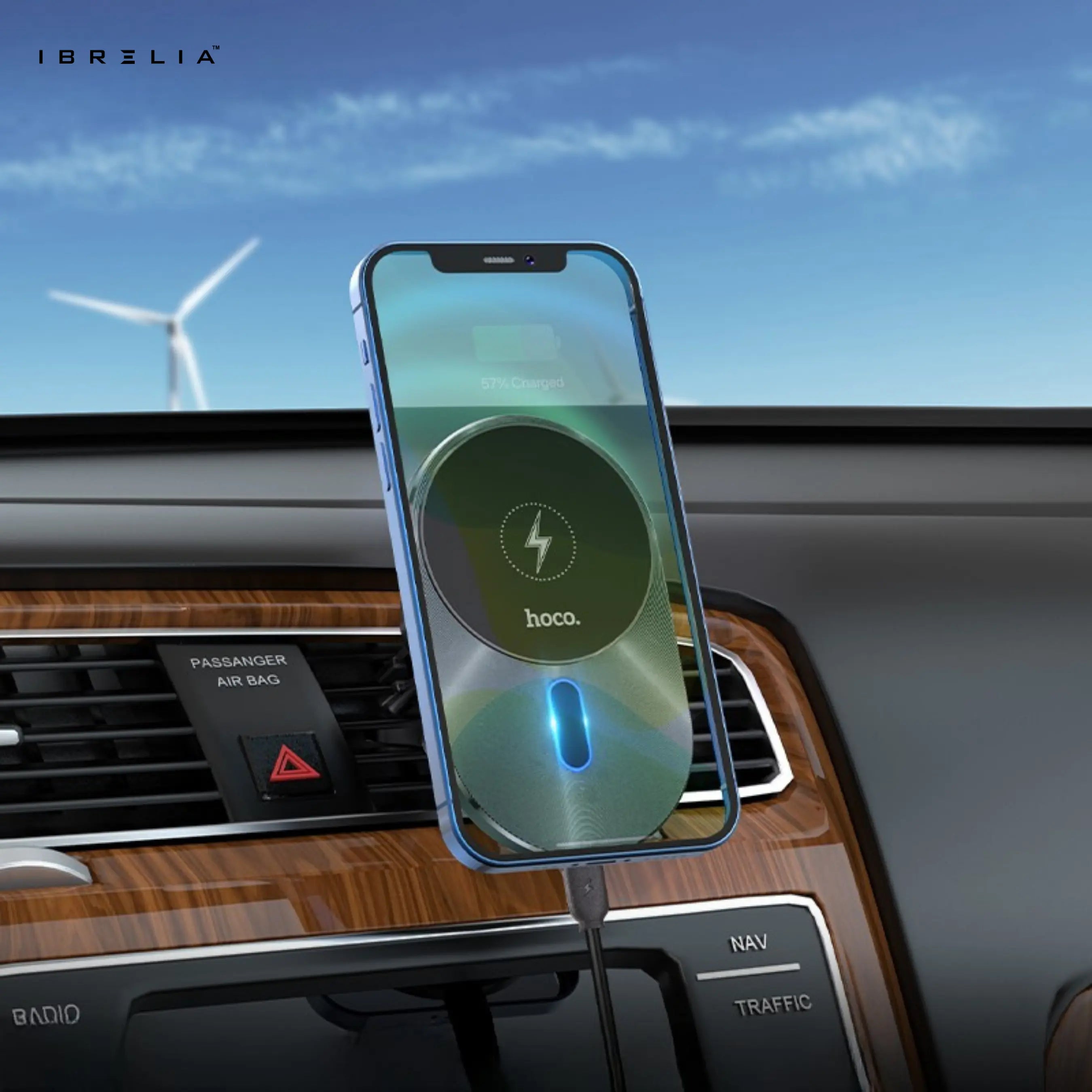 HOCO CA91 Magic Magnetic Wireless Car Charger – 15W MagSafe Fast Charging Air Vent Holder | IBRELIA™ IBRELIA
