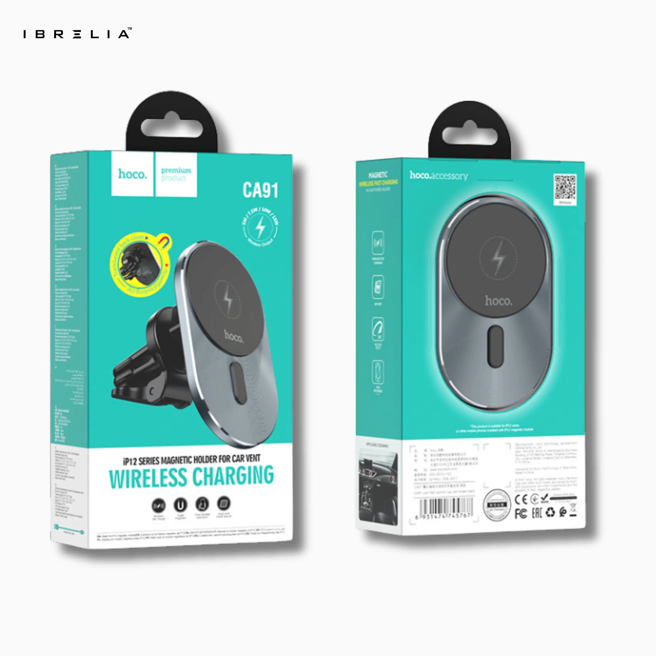 HOCO CA91 Magic Magnetic Wireless Car Charger – 15W MagSafe Fast Charging Air Vent Holder | IBRELIA™ IBRELIA