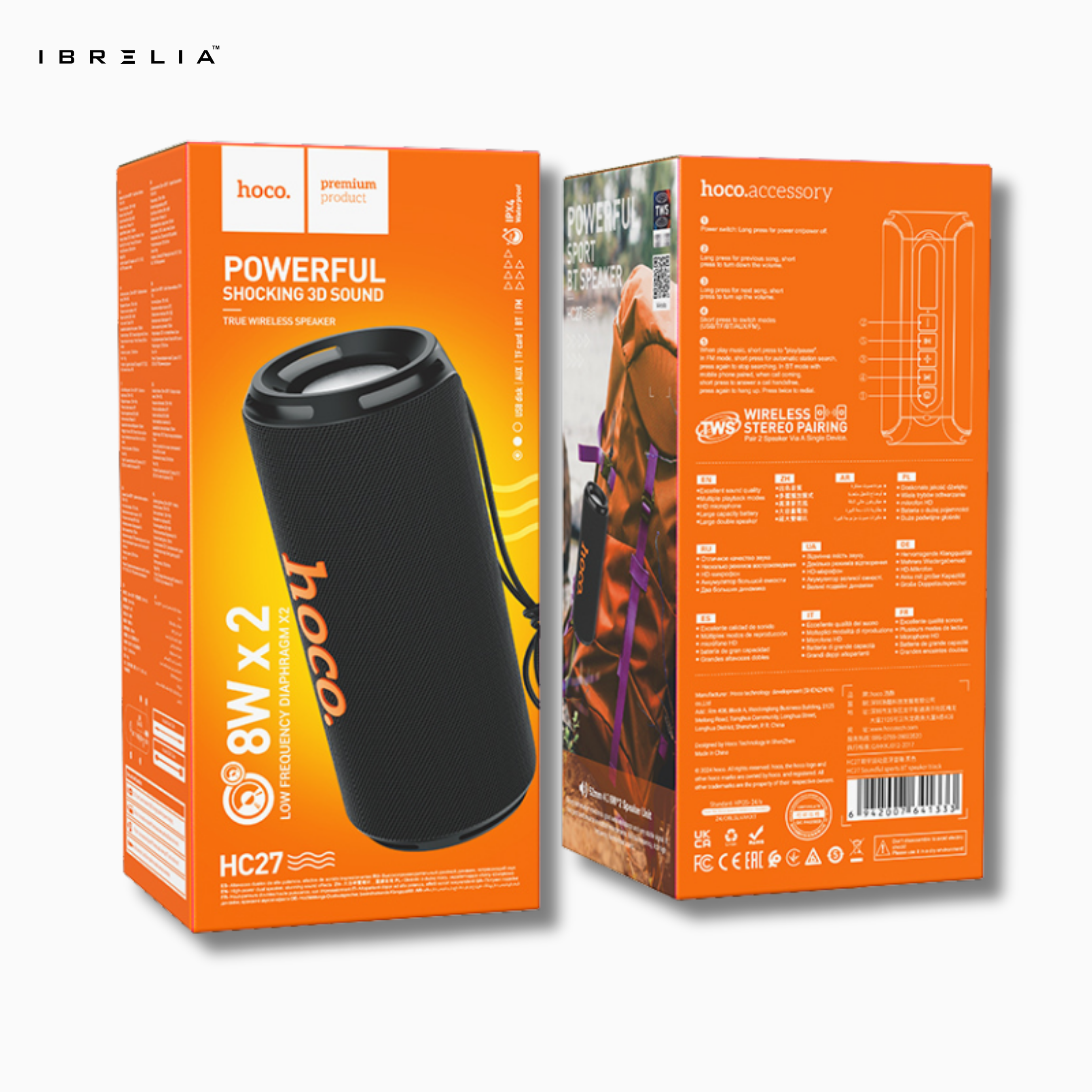 HOCO HC27 Soundful Sports Bluetooth Speaker | 16W (8W×2) Powerful Bass | Outdoor Portable Wireless Speaker | IBRELIA™ IBRELIA
