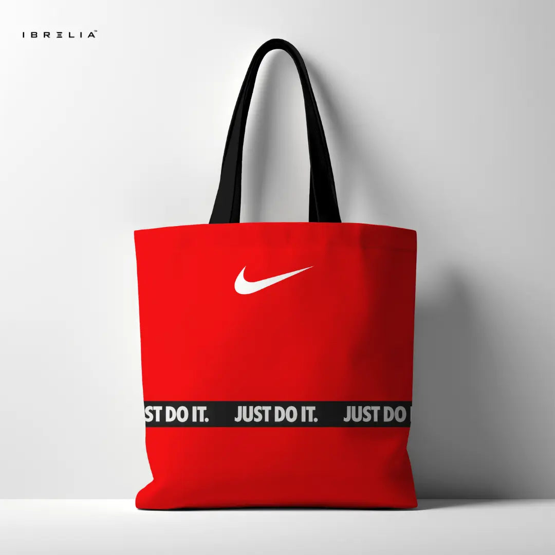 IBRELIA™ Red Statement Premium Jute Tote Bag with Velvet Handles, Satin Lining & Inner Zip Pocket IBRELIA
