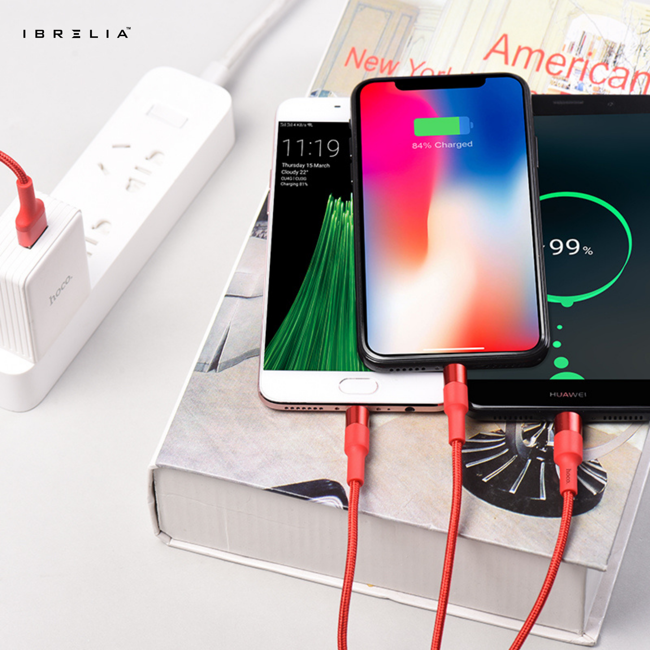 HOCO X26 Xpress 3-in-1 Charging Cable (iP + Micro + Type-C) – 2A Fast Charge | IBRELIA™