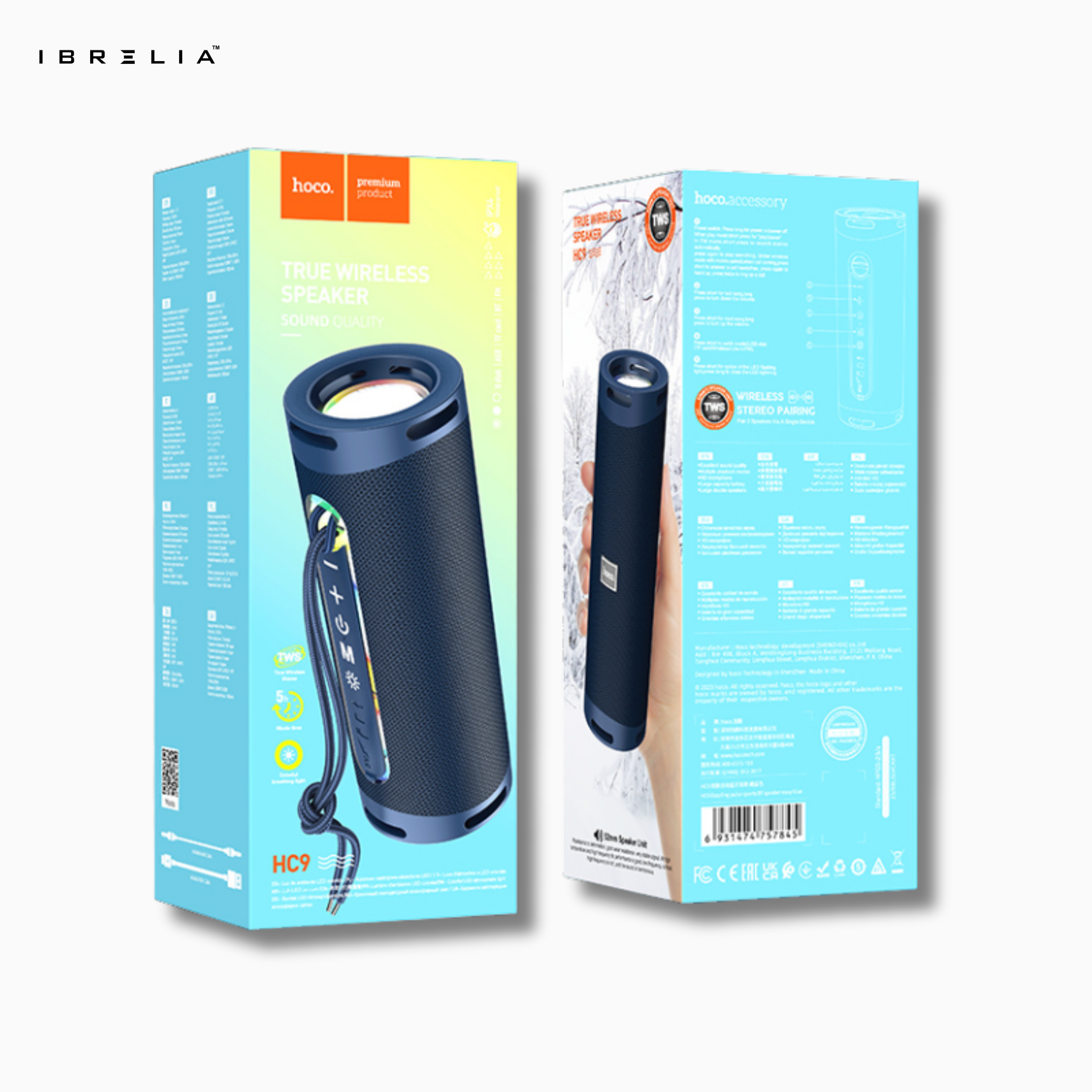 HOCO HC9 Dazzling Pulse Sports BT Speaker – Dual 5W Portable Wireless Speaker with Ambient Lights & TWS | IBRELIA™