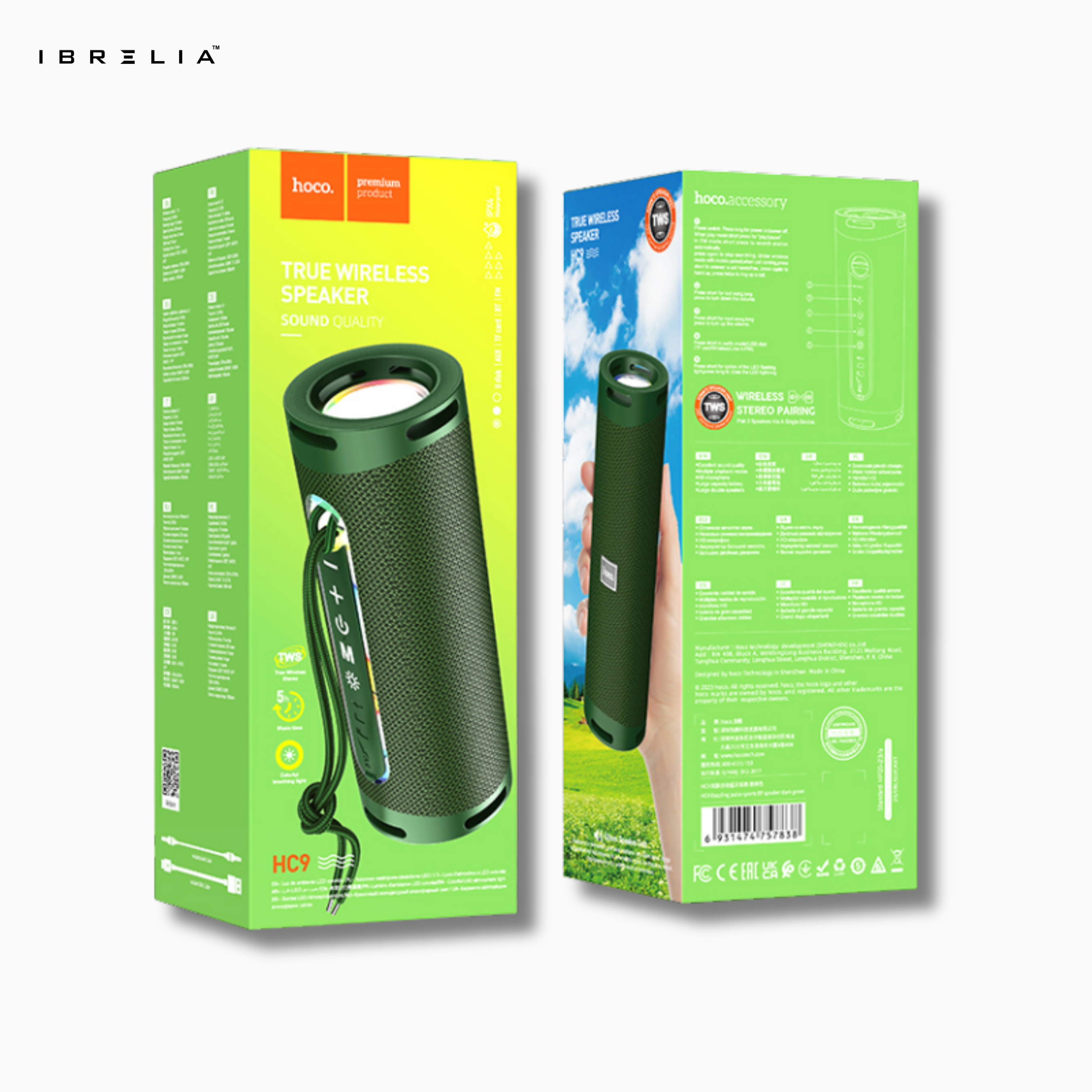 HOCO HC9 Dazzling Pulse Sports BT Speaker – Dual 5W Portable Wireless Speaker with Ambient Lights & TWS | IBRELIA™ IBRELIA