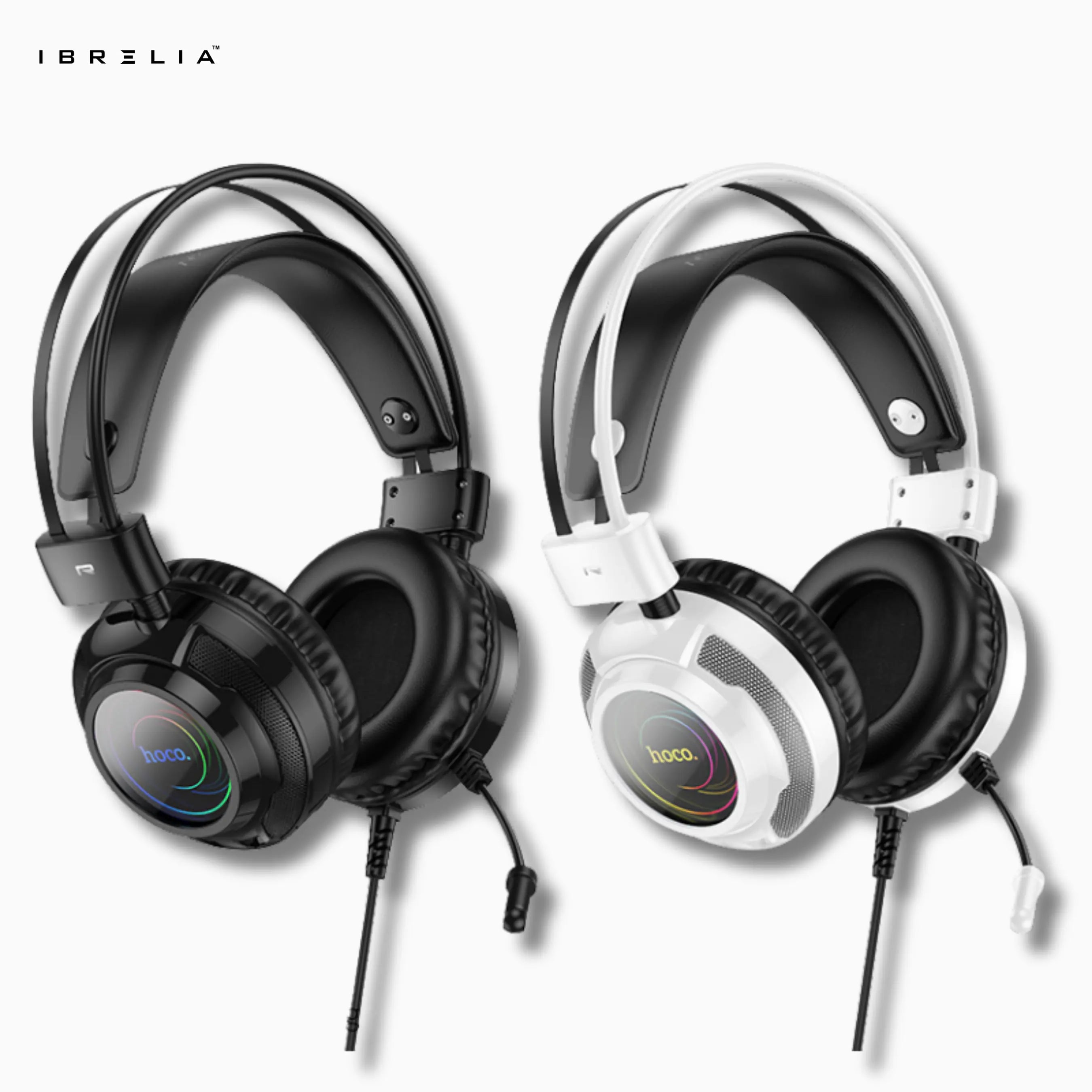 HOCO W110 Gaming Headphones – RGB Lighting, USB + 3.5mm | IBRELIA™ IBRELIA