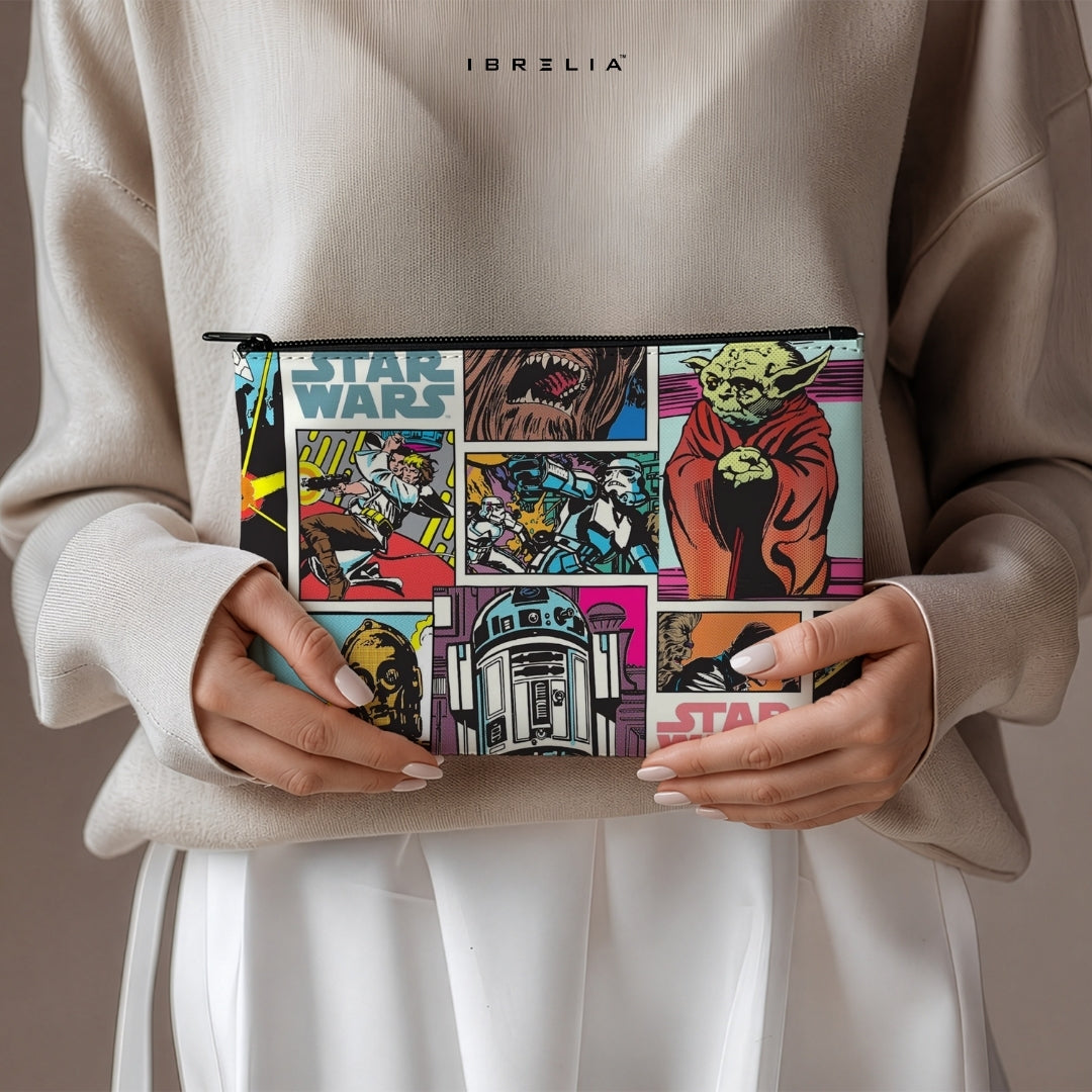 Vintage Galaxy Comic Makeup & Pencil Pouch – Double-Sided Print – IBRELIA™ IBRELIA