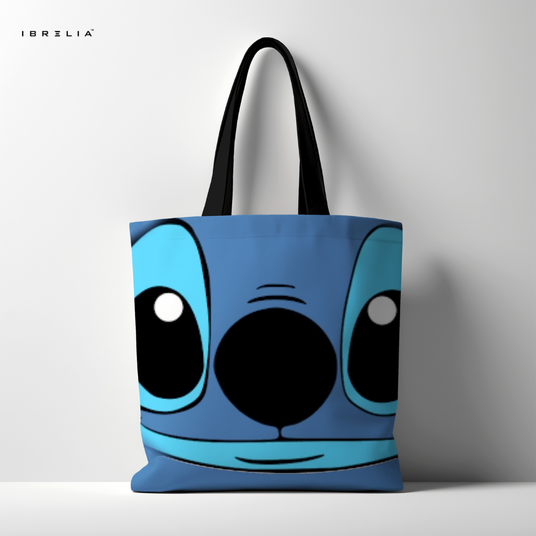 IBRELIA™ Cute Blue Character Tote Bag – Cartoon Face Aesthetic Tote IBRELIA