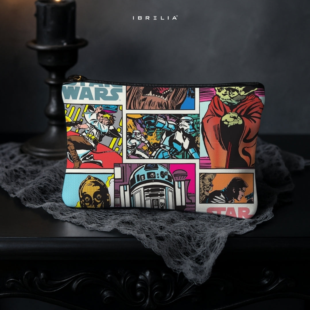 Vintage Galaxy Comic Makeup & Pencil Pouch – Double-Sided Print – IBRELIA™ IBRELIA