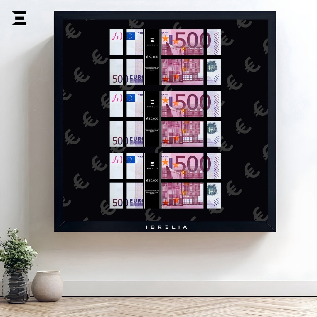 IBRELIA™ 3D Euro Money Frame – €500 Stacks | Premium 12x12 Luxury Acrylic Display Frame