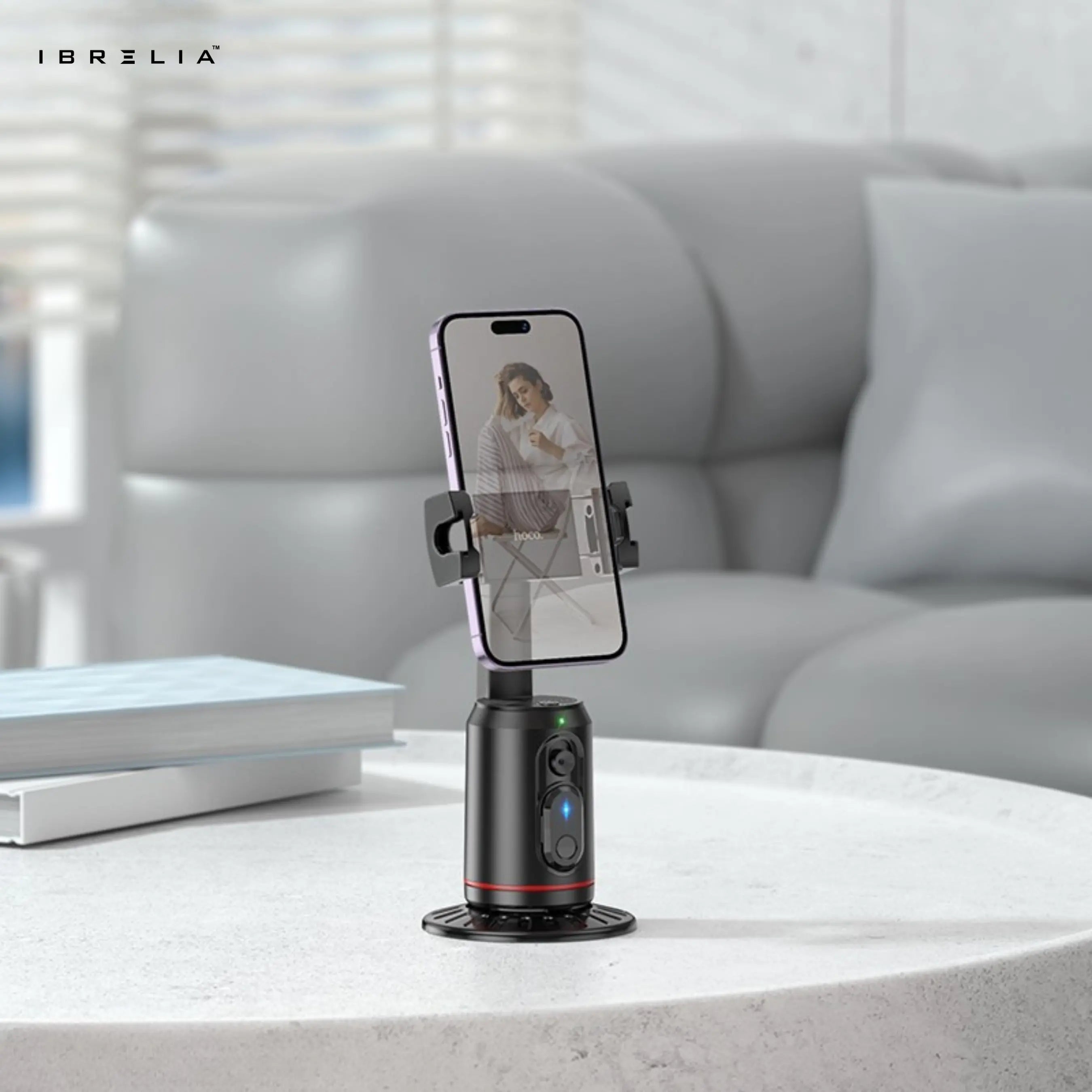 HOCO K23 Auto Face Tracking Holder – 360° Smart Rotation + Bluetooth Remote | IBRELIA™ IBRELIA