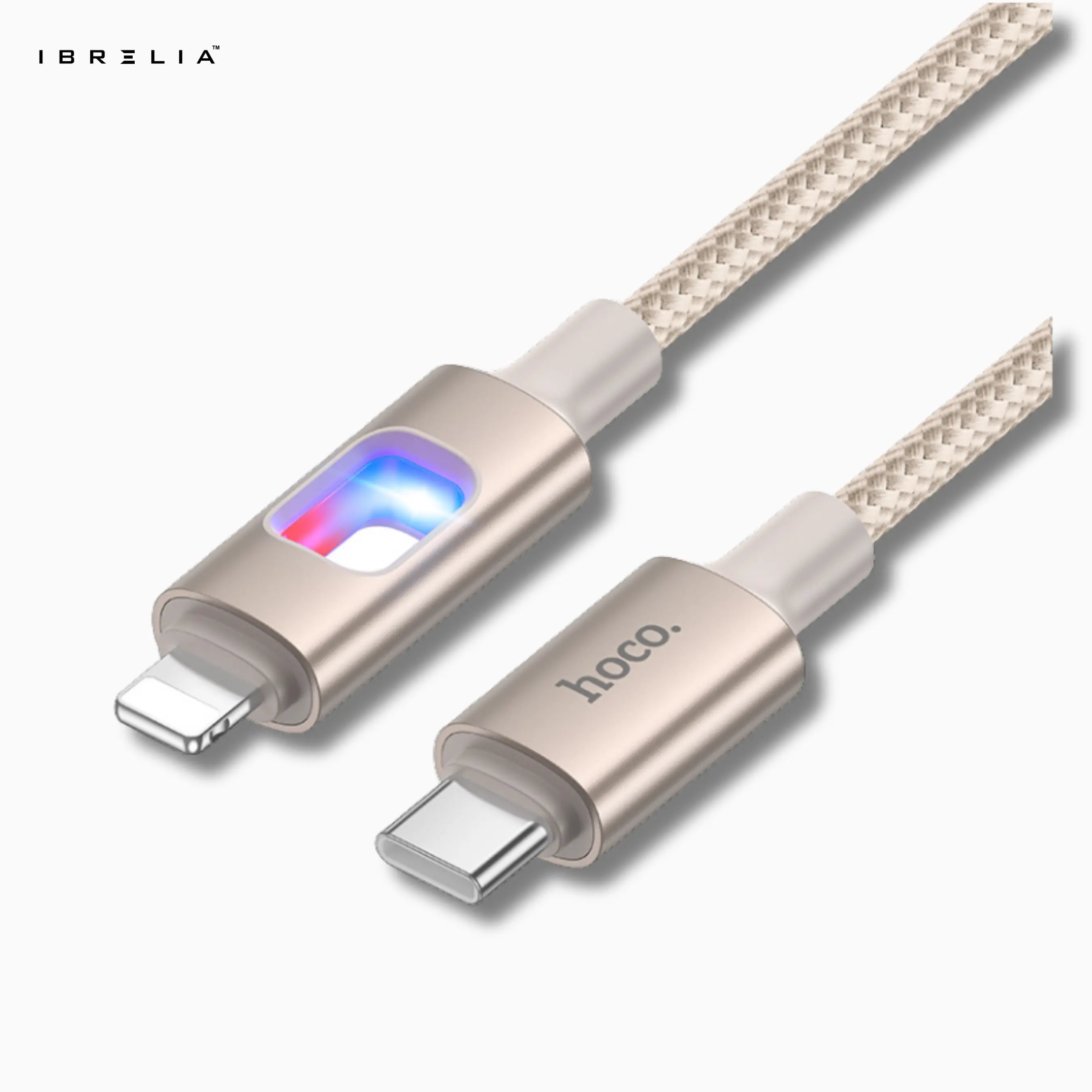 HOCO U144 Colorful LED Fast Charging Data Cable | 27W PD | 1.2m Nylon Braided | iPhone | IBRELIA™ IBRELIA