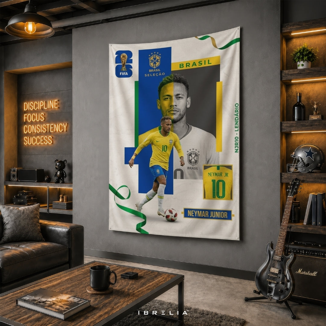 Neymar Junior Brazil Legend Edition – Premium Jute Fabric Tapestry – IBRELIA™