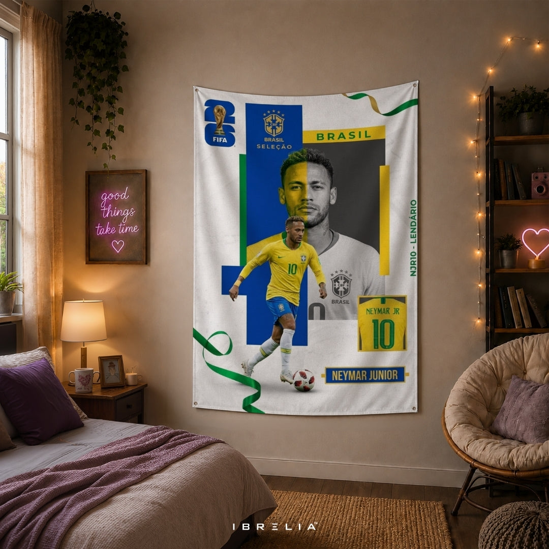 Neymar Junior Brazil Legend Edition – Premium Jute Fabric Tapestry – IBRELIA™