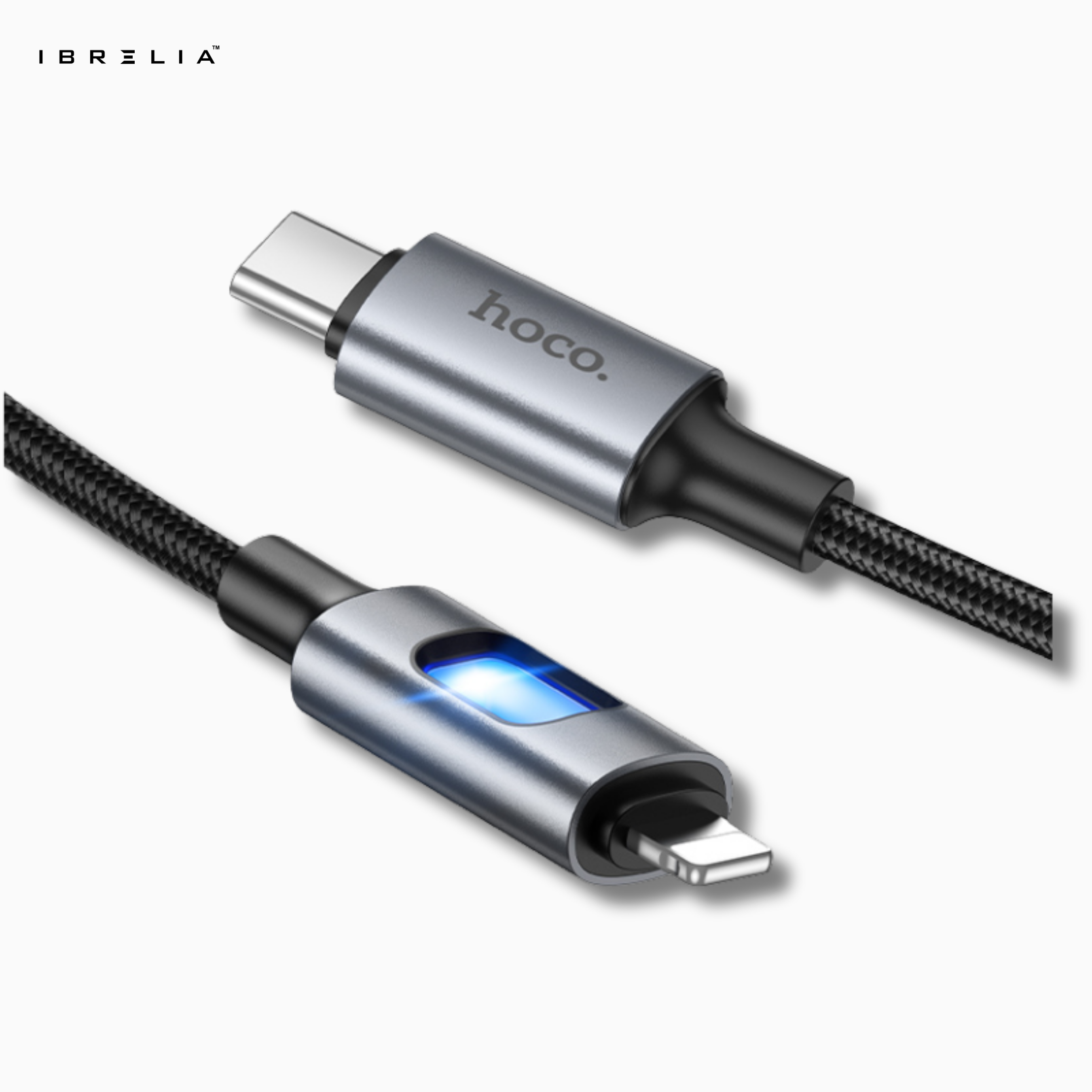 HOCO U144 Colorful LED Fast Charging Data Cable | 27W PD | 1.2m Nylon Braided | iPhone | IBRELIA™