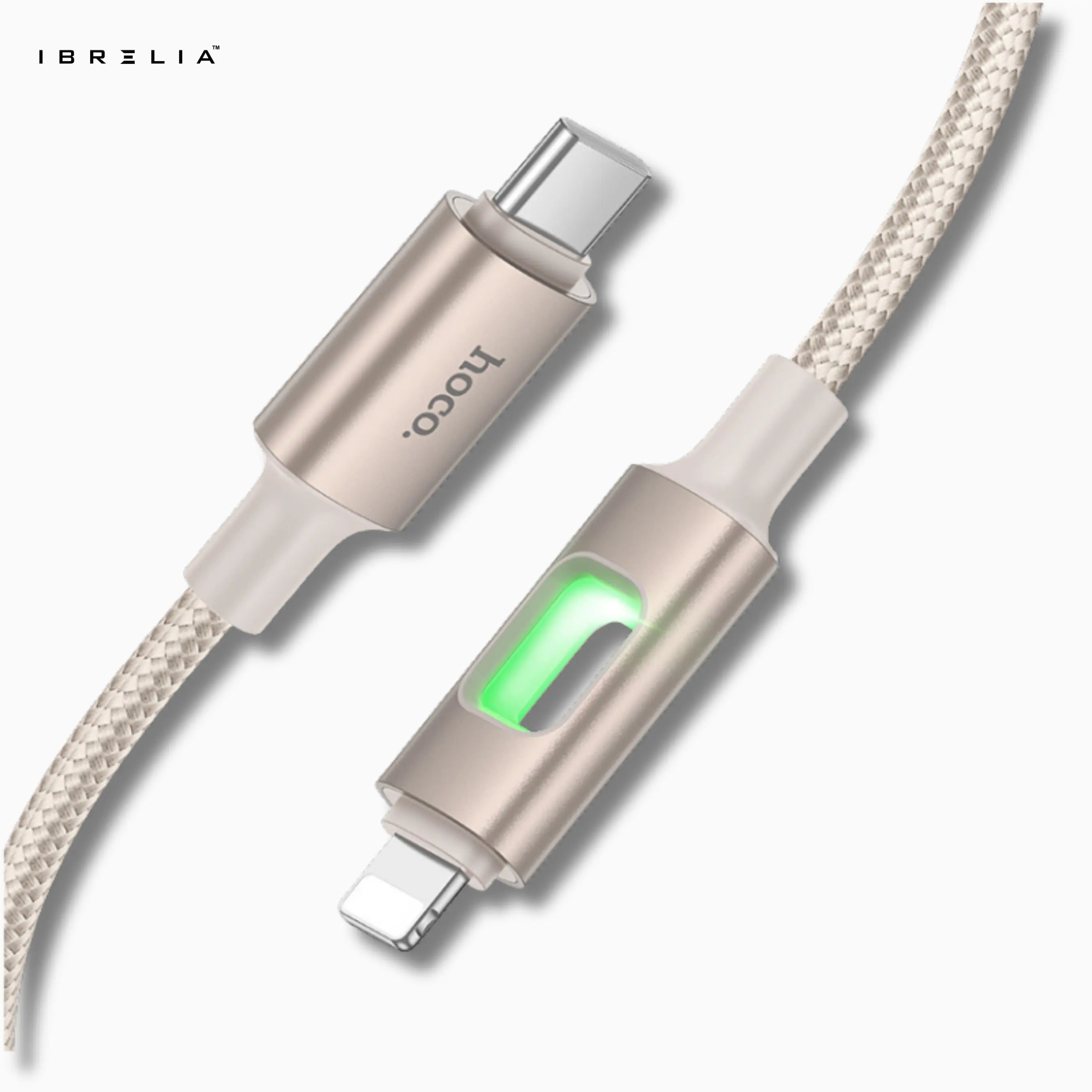 HOCO U144 Colorful LED Fast Charging Data Cable | 27W PD | 1.2m Nylon Braided | iPhone | IBRELIA™ IBRELIA