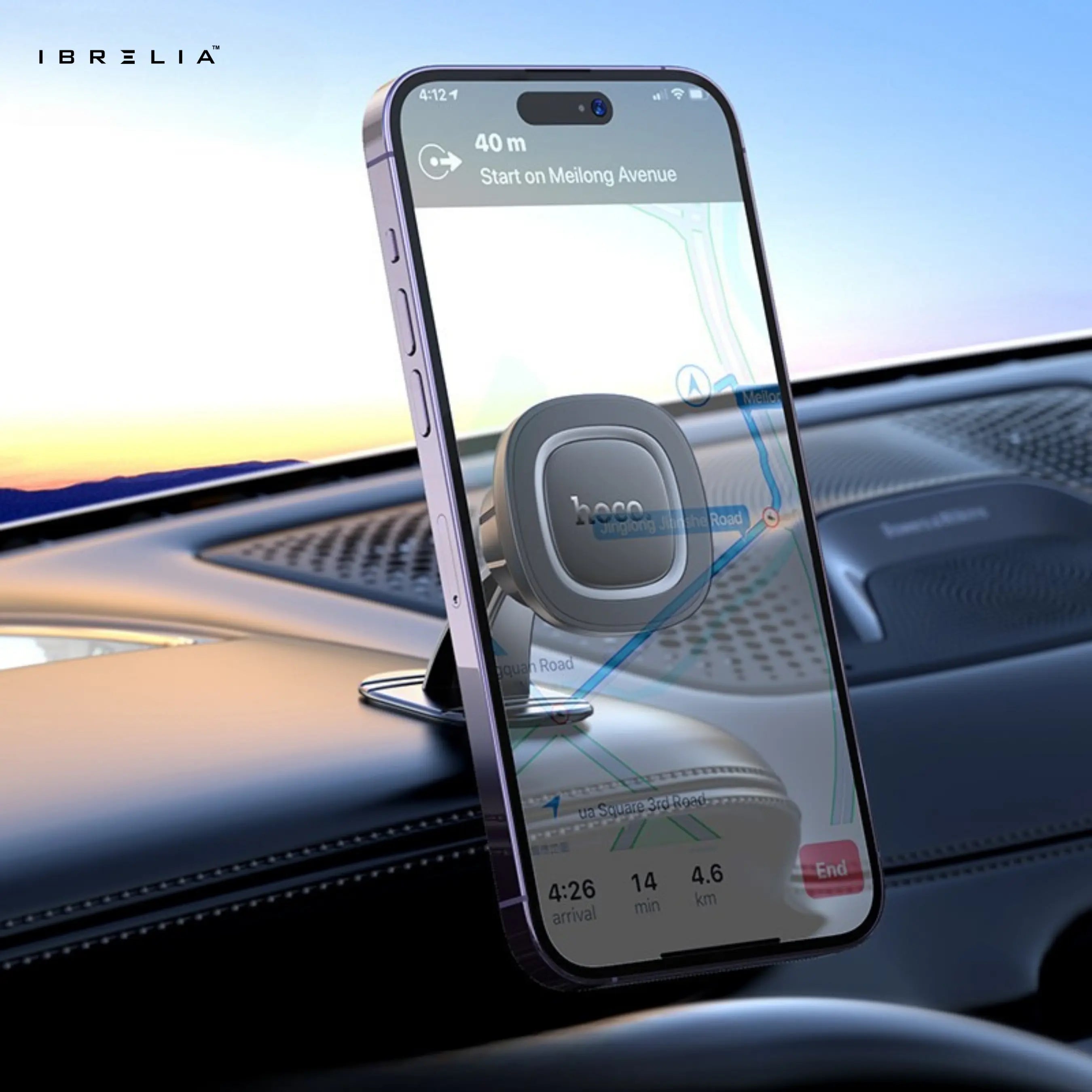 HOCO H73 Crown Magnetic Car Holder – Strong Dashboard Mount for 4.5–7 Inch Phones | IBRELIA™ IBRELIA