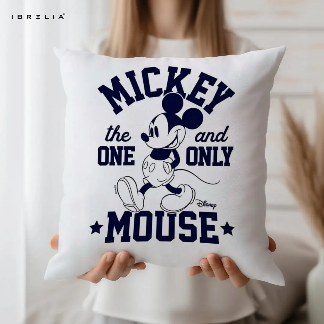 Mickey Mouse Classic Cushion – “The One and Only” Cartoon Pillow 15x15 Inch | Minimal Disney Style | IBRELIA™ IBRELIA